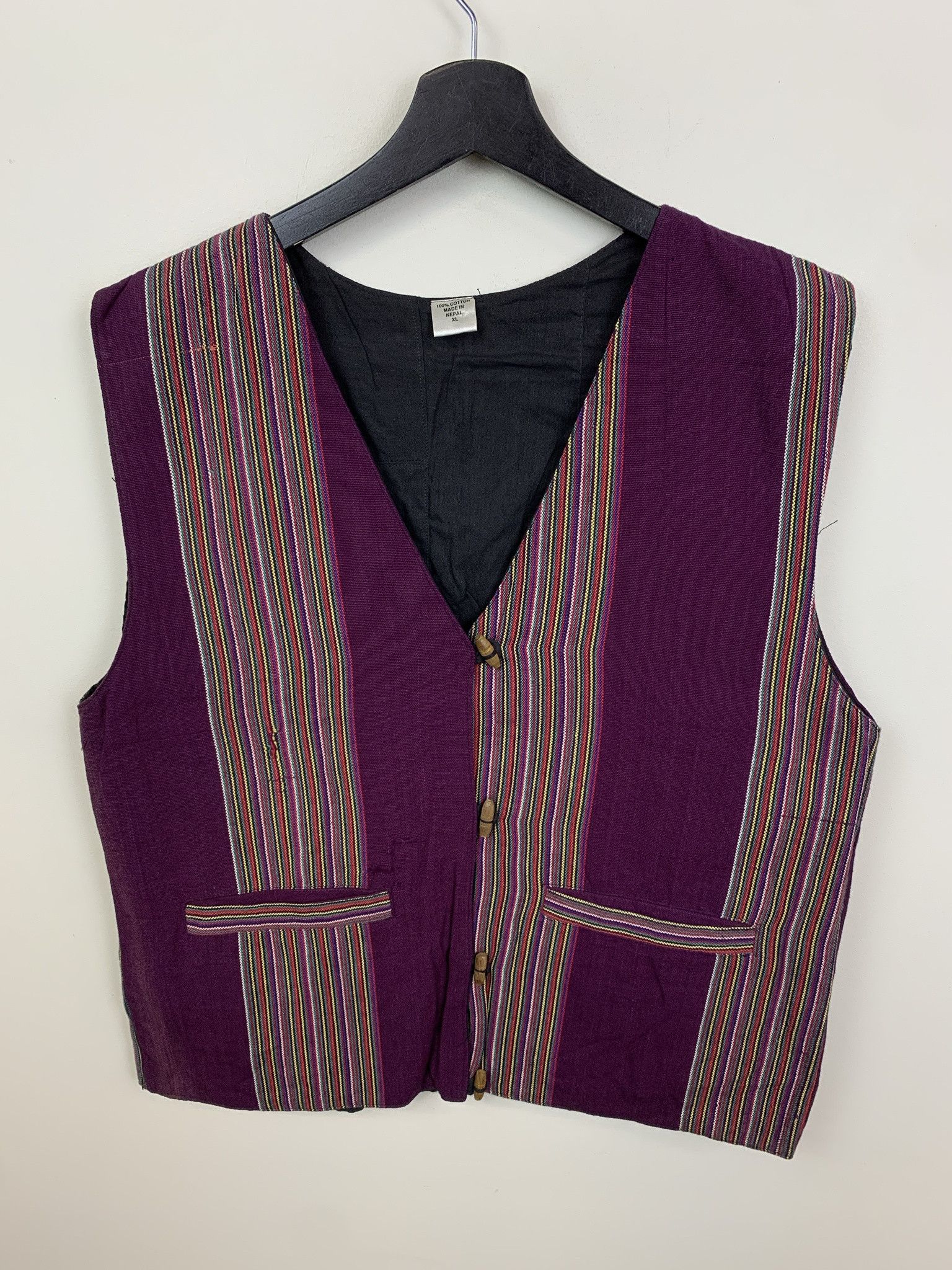 Vintage Vintage 1980s Nepalese Purple Handmade Canvas Vest Size S Size US S / EU 44-46 / 1 - 1 Thumbnail