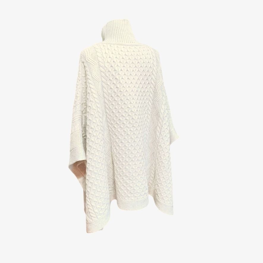 Brooks Brothers Brooks Brothers Wool Cashmere Sweater Poncho M Cream Cablekn Size M / US 6-8 / IT 42-44 - 4 Thumbnail