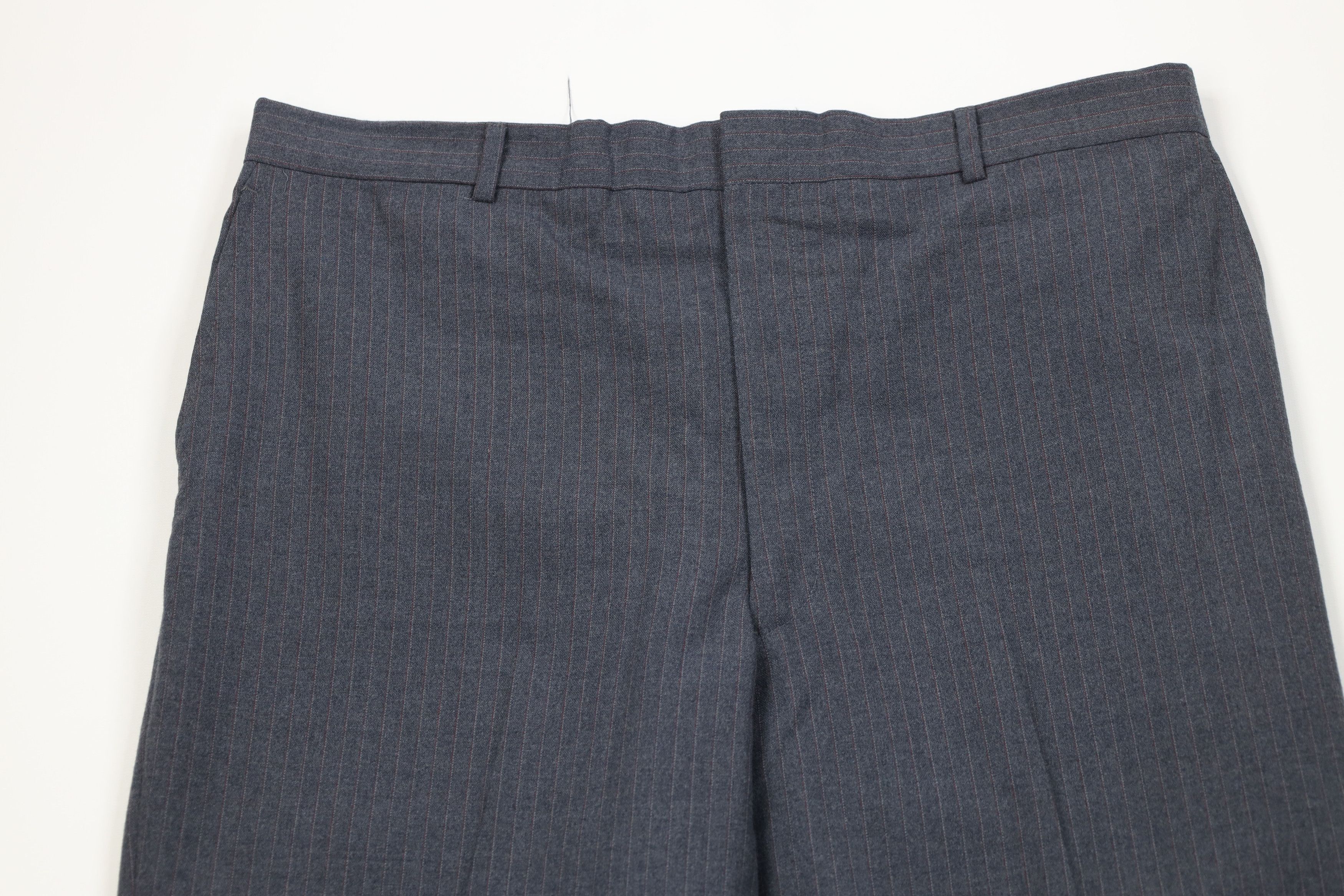 Vintage Vintage 70s Streetwear Pinstriped Knit Wide Leg Chino Pants Size US 38 / EU 54 - 2 Thumbnail