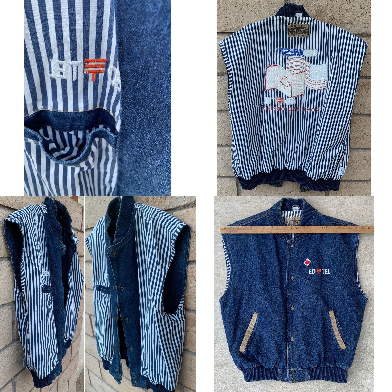 Denime Vintage Turning Point Denim Vest Cowboy US West Ed Portland Oregon Embroidered Blue M Mens Size US M / EU 48-50 / 2 - 10 Thumbnail
