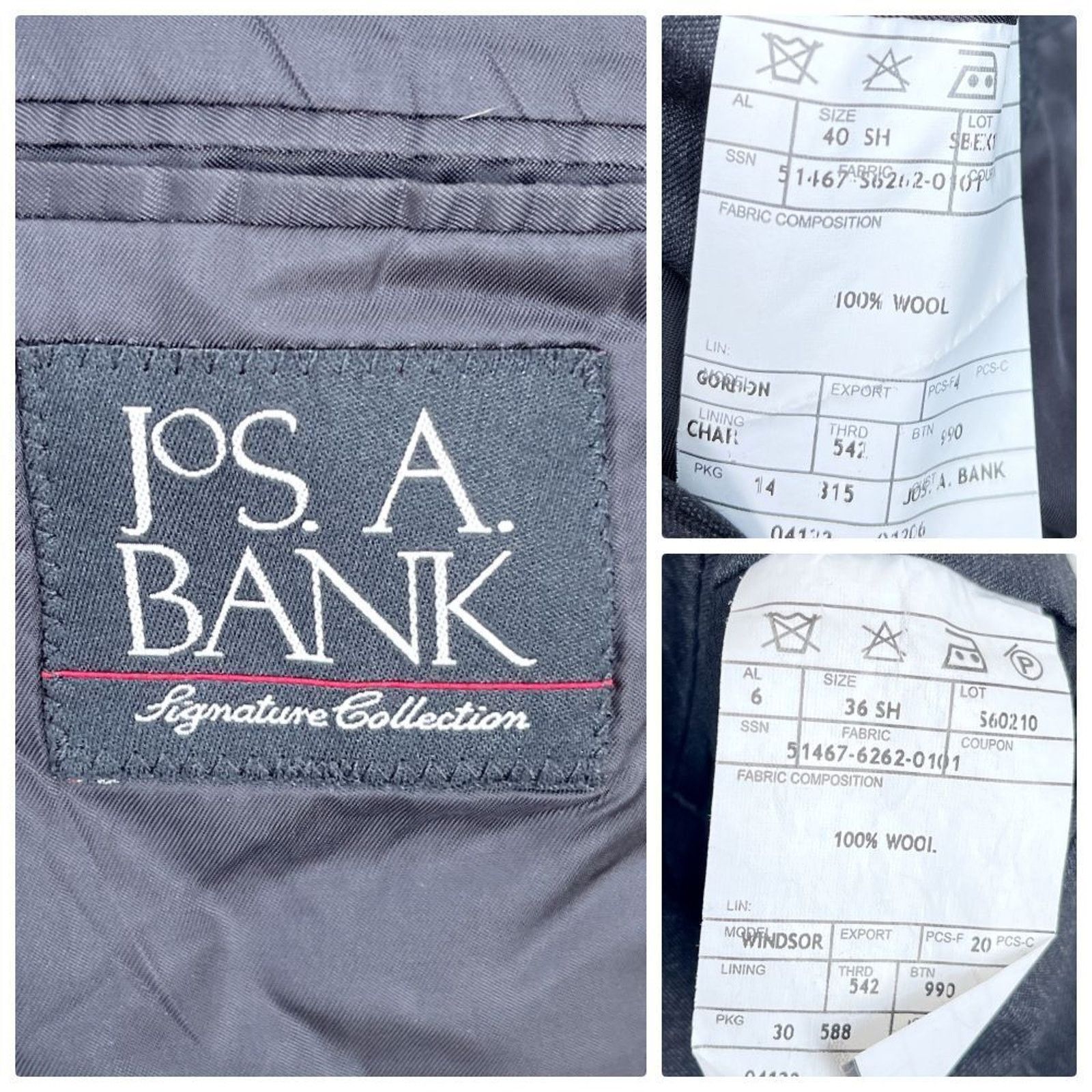 Jos. A. Bank Jos A Bank Signature Wool Suit Charcoal Mens 40S Size 40S - 12 Thumbnail