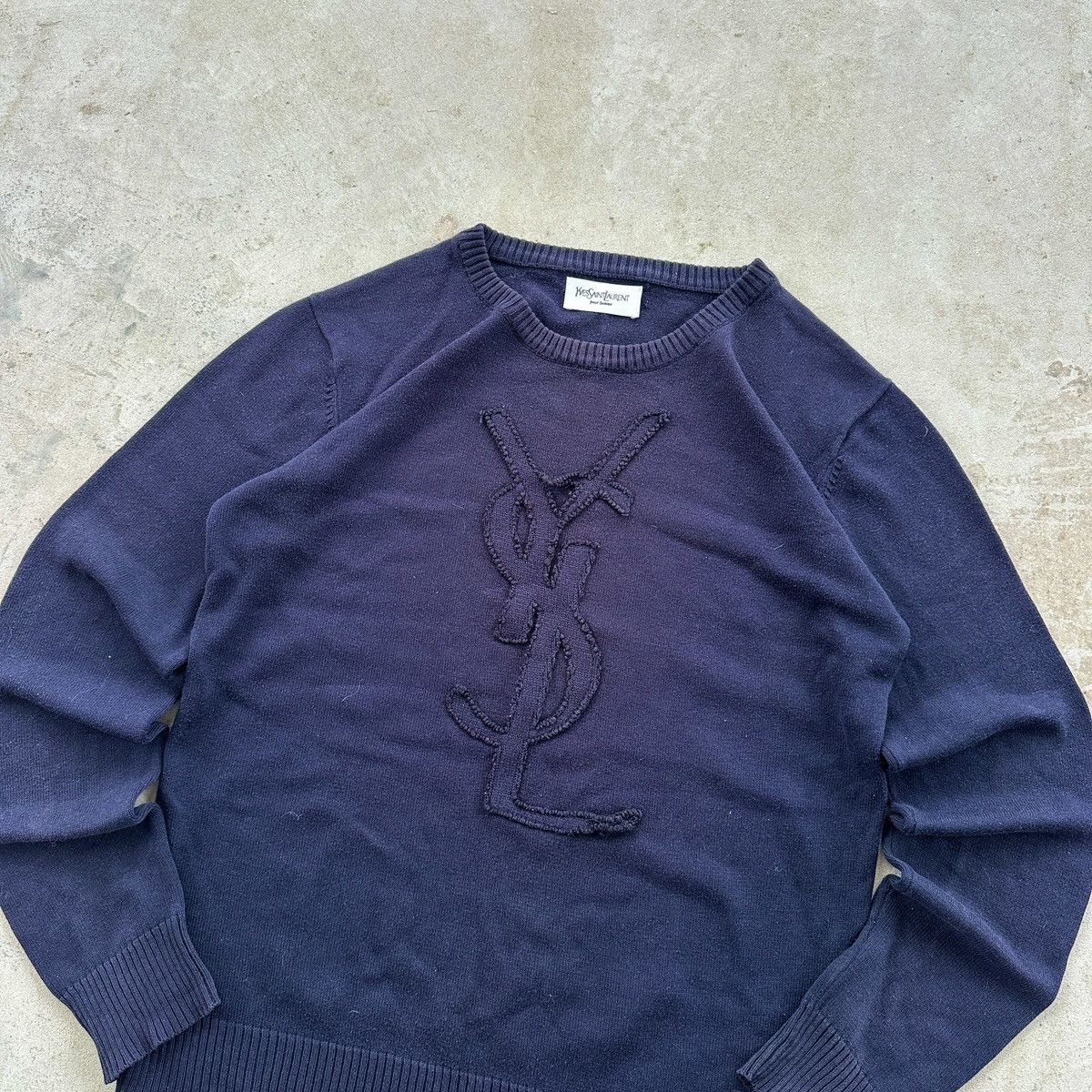 Yves Saint Laurent Vintage Yves Saint Laurent Sweater Embroidered Logo Blue M Size M / US 6-8 / IT 42-44 - 2 Thumbnail