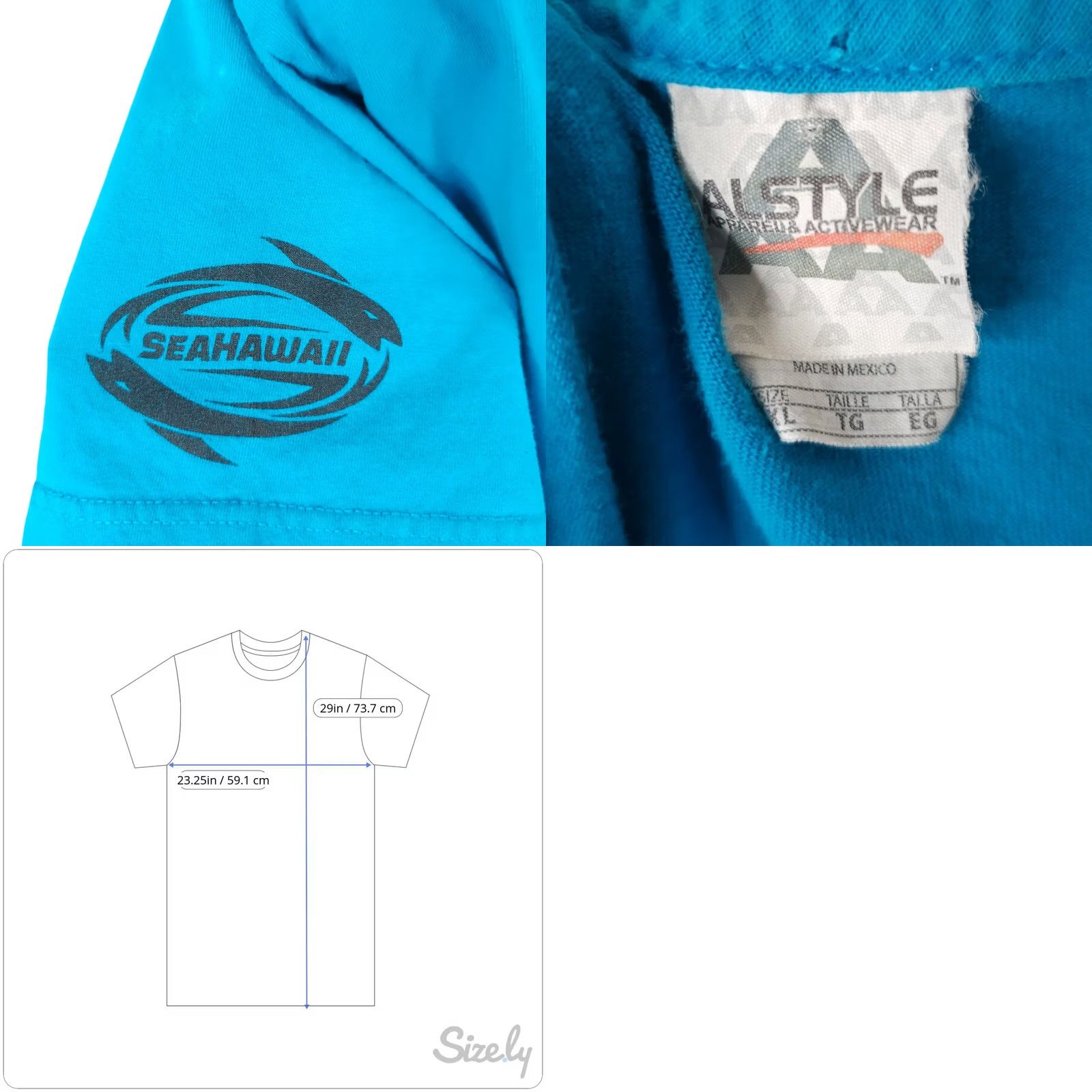 Vintage Tribal Jellyfish T Shirt Mens XL Blue Hawaii Hawaiian Sea Ocean Love The Ocean Tropics Destination Tourist Travel souvenir Hawaiian Shirt Mens XL Blue Size US XL / EU 56 / 4 - 8 Thumbnail