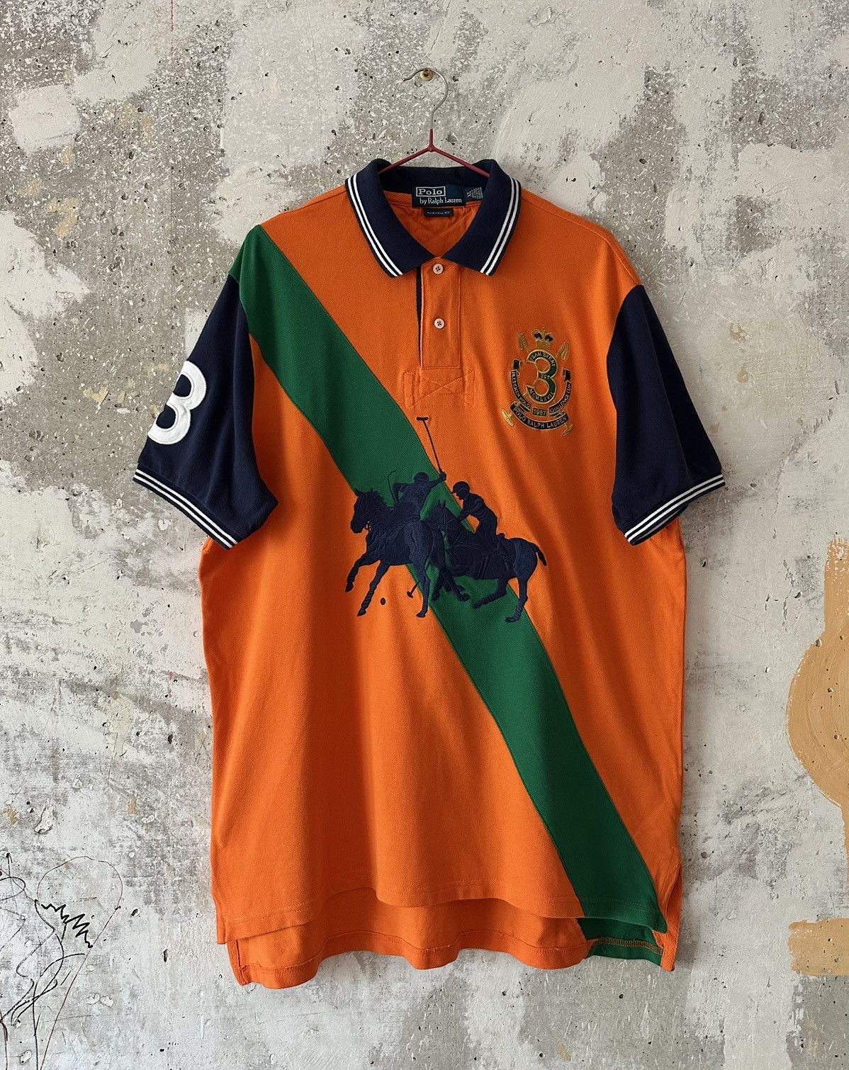 90S Vintage Polo Ralph Lauren Big Pony Logo Orange T-Shirt