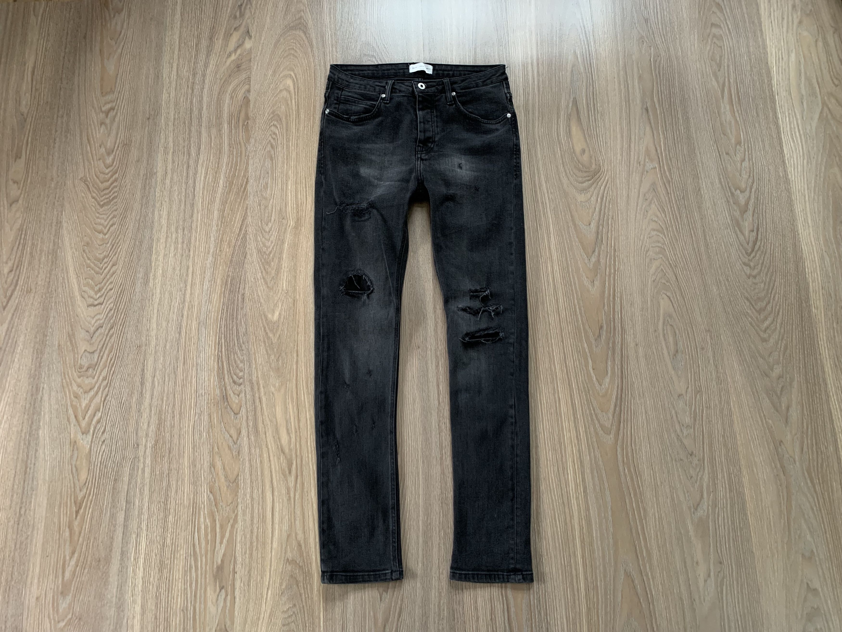 Zara Zara Man Stretch Black Distressed Jeans Size US 31 - 1 Thumbnail