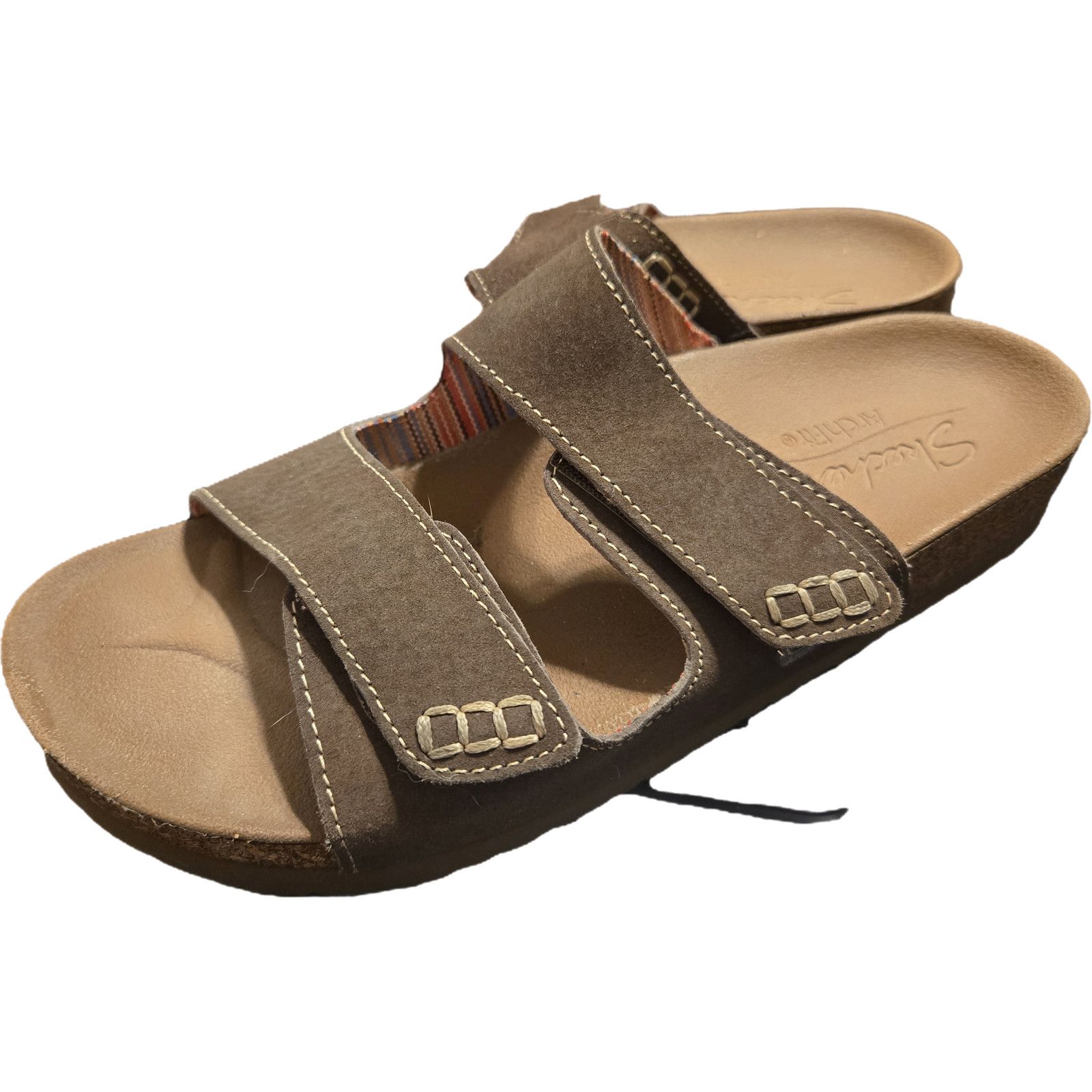SKECHERS Skechers Arch Fit Brown leather Double Strap Slides 8 sandal Size US 8 / IT 38 - 5 Thumbnail