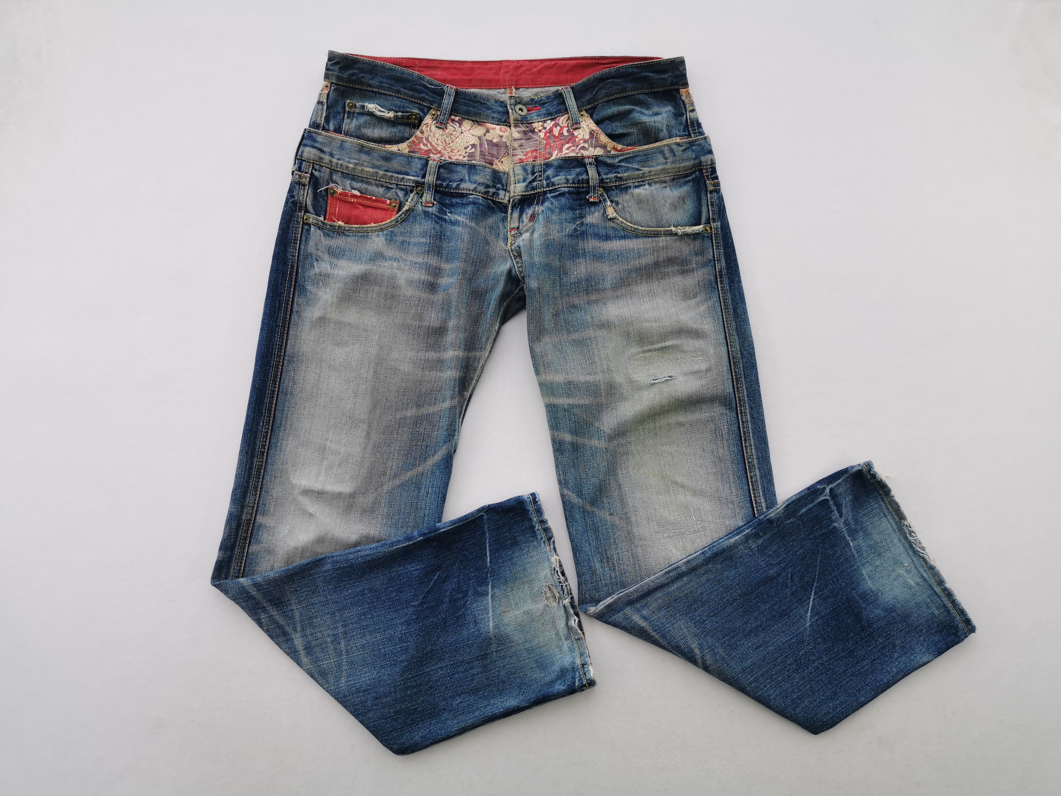 Eternal Distressed Vintage Eternal Double Waist Sakura Motif Denim Size US 36 / EU 52 - 4 Thumbnail
