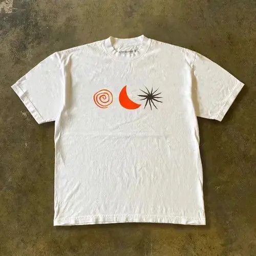 VIBE White casual retro moon pattern cotton t-shirt Size US M / EU 48-50 / 2 - 5 Thumbnail