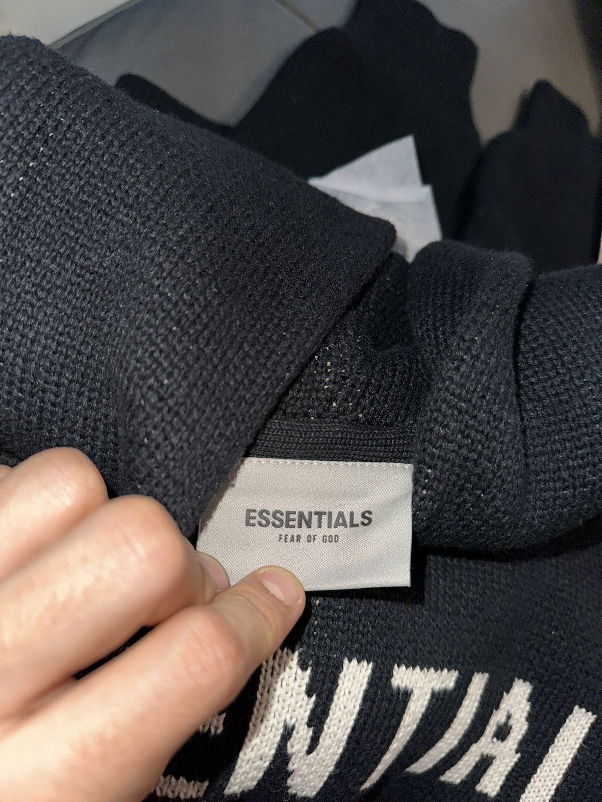 Essentials × Fear of God FOG Essentials knit pullover hoodie black Size US M / EU 48-50 / 2 - 7 Thumbnail