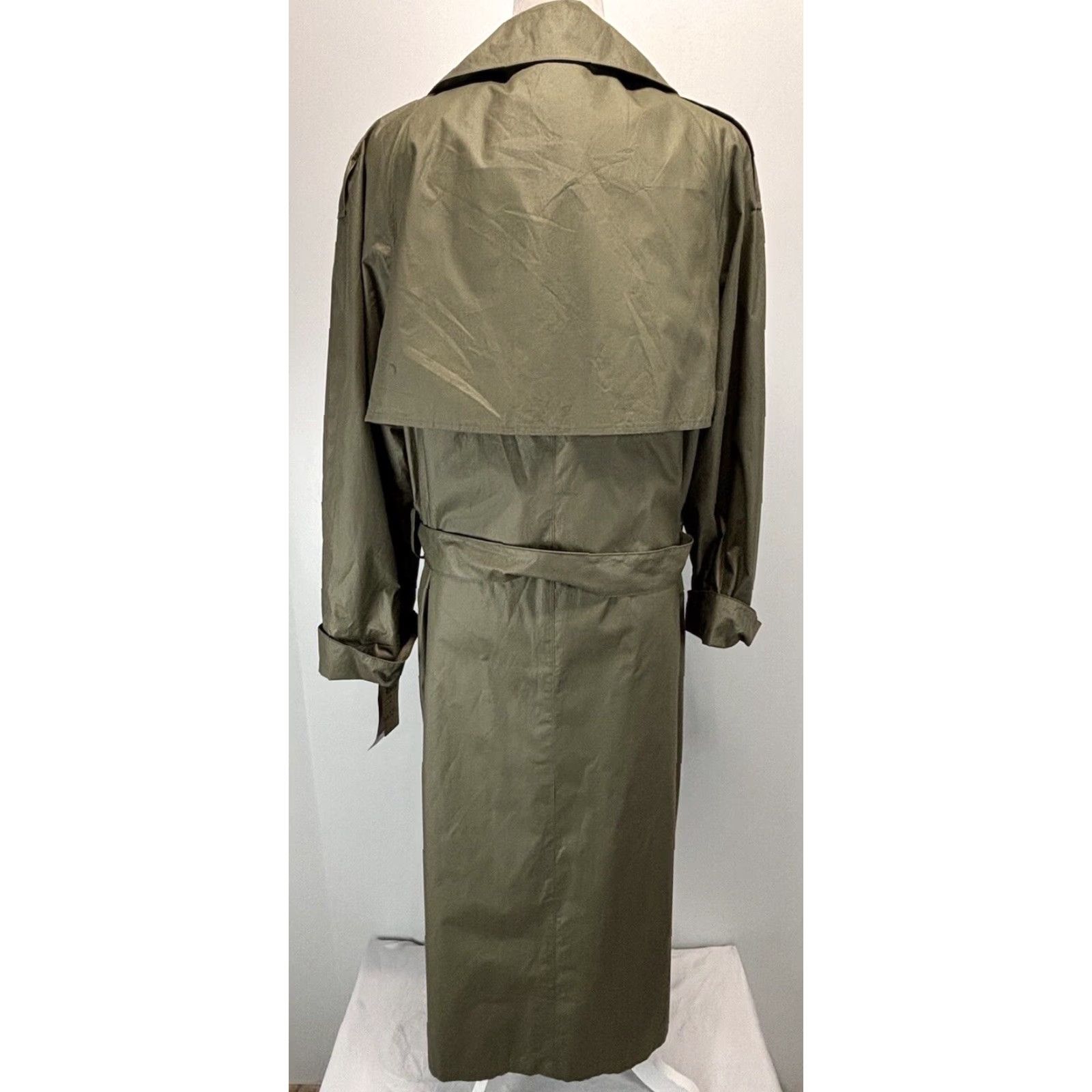Jones New York VINTAGE Jones New York Women's Trench Coat Sz 14 Belted Double Breasted Cotton Sage 90s Classic Fall Winter Spring Summer Size XL / US 12-14 / IT 48-50 - 4 Thumbnail
