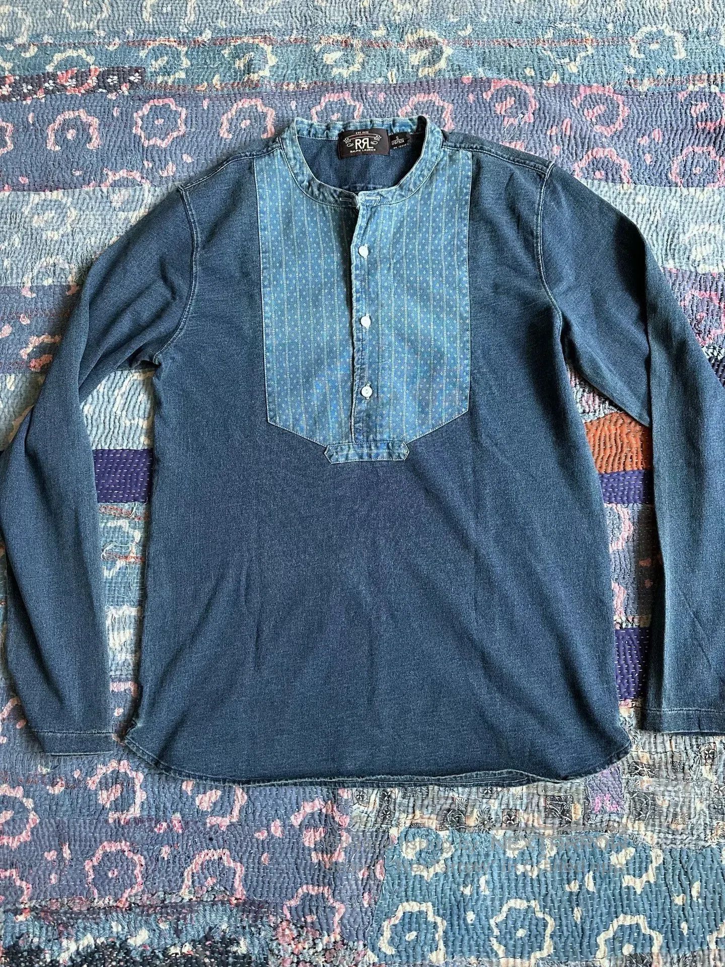 rrl indigo dye striped t.
