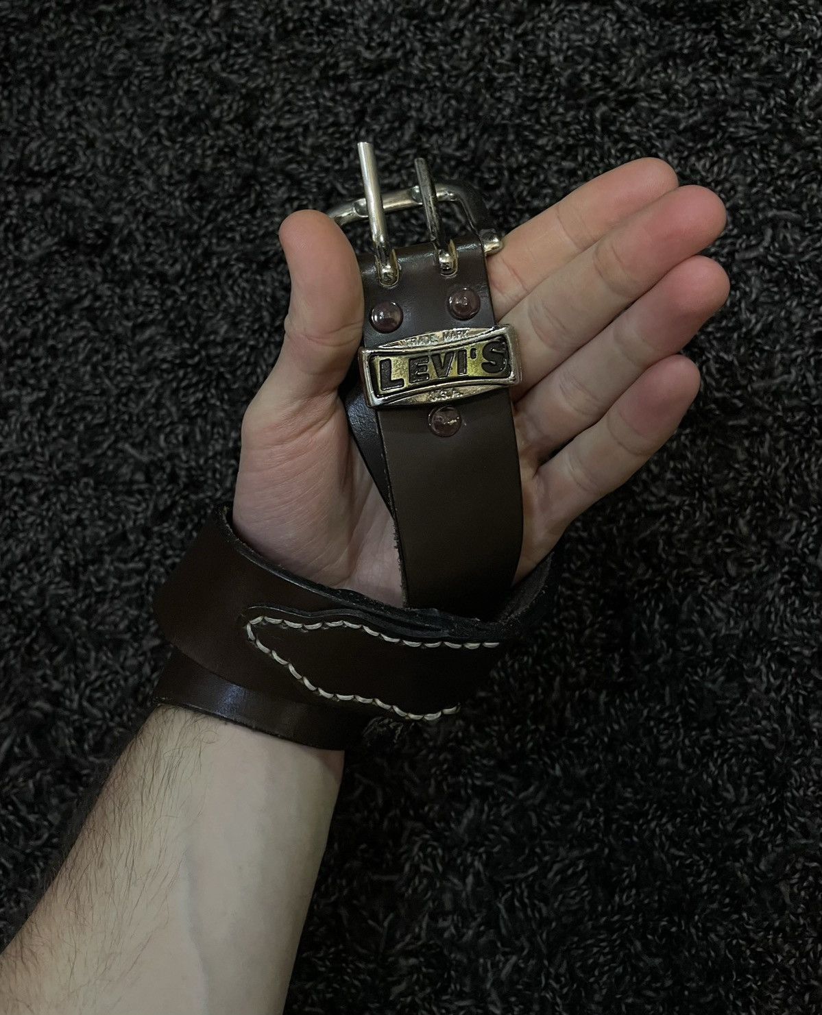 Levi's Vintage 90 s Levi’s made USA leather belt Avant Garde Y2K Size ONE SIZE - 3 Thumbnail