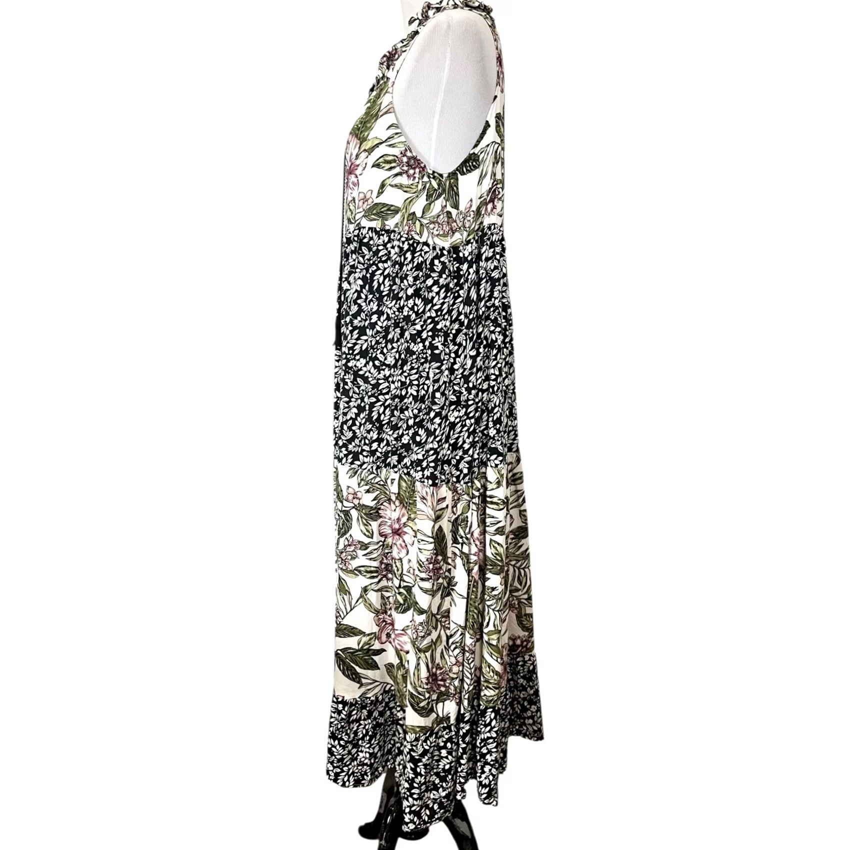 Vintage KAKTUS Womens Dress Floral Tiered Maxi Sleeveless Tassels Sz Large Size L / US 10 / IT 46 - 4 Thumbnail
