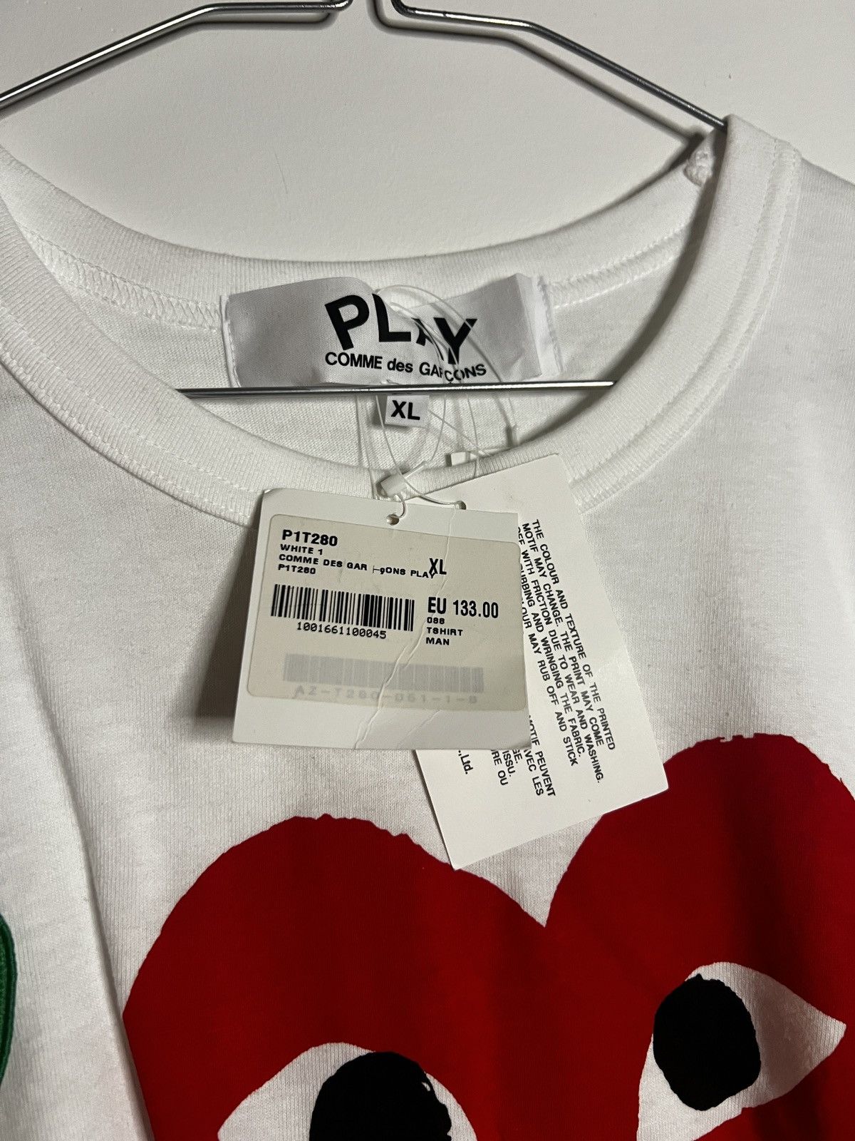 Comme des Garcons PLAY Comme des Garçons PLAY Multi-Heart Logo Tee (White, Size XL) Size US XL / EU 56 / 4 - 7 Thumbnail