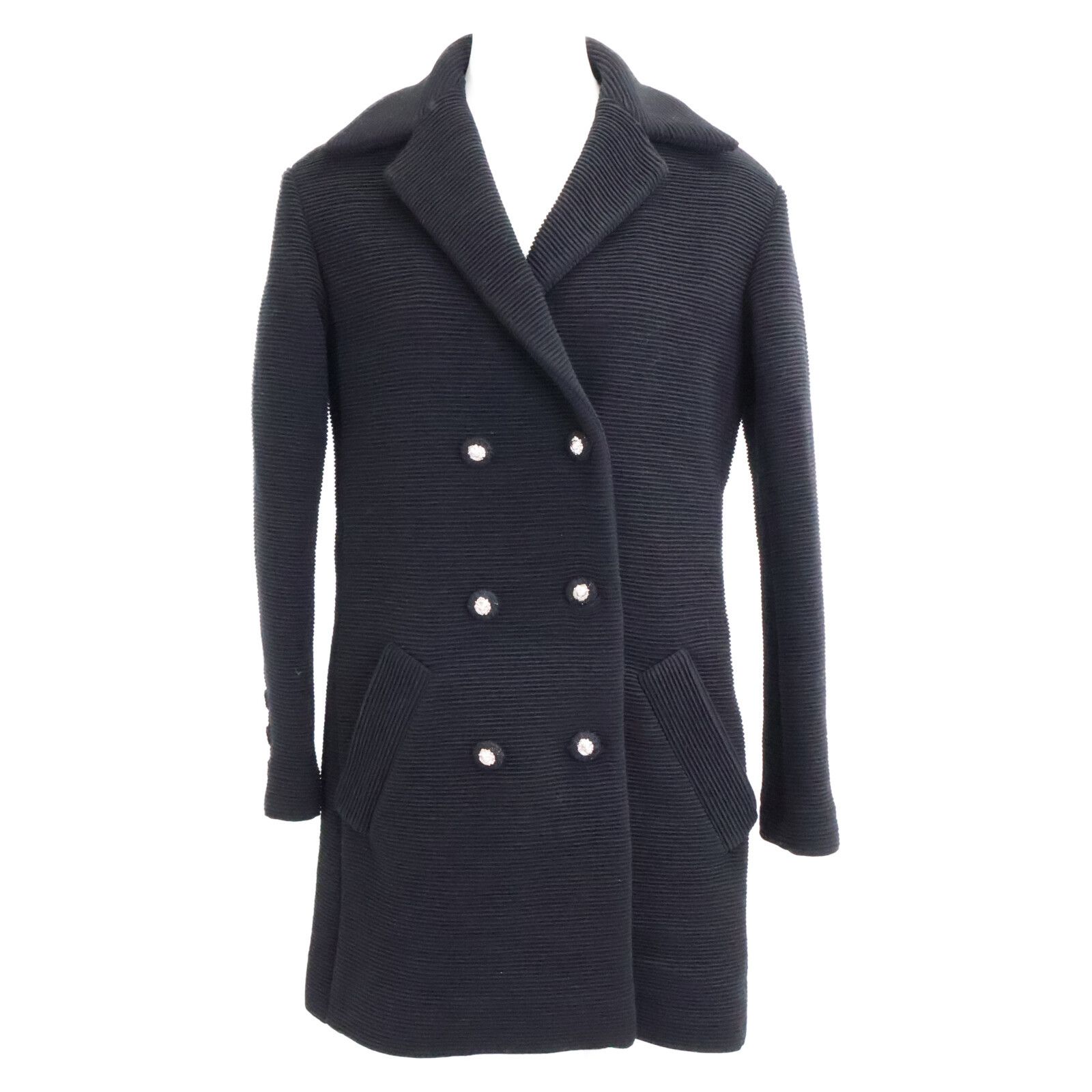 Chanel Chanel Chanel Wool Silk Lining Long Double Breasted Jacket Textile Outerwear P78175V69999 DUTY FREE for USA Size ONE SIZE - 1 Thumbnail