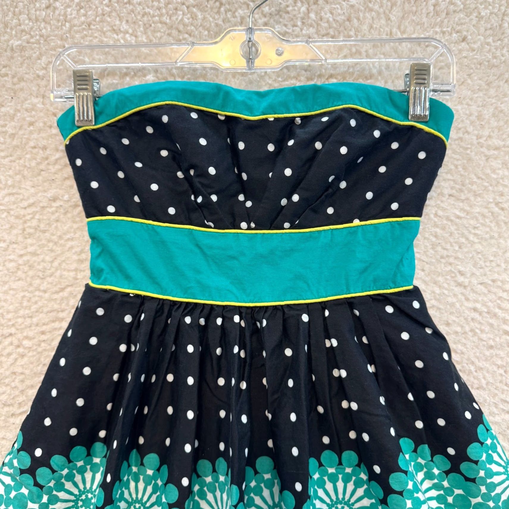 Vintage VINTAGE Y2K Strapless Mini Dress XS Turquoise Blue Polka Dot Tulle A-Line Teeze Me Dress Women Girls Size XS / US 0-2 / IT 36-38 - 3 Thumbnail