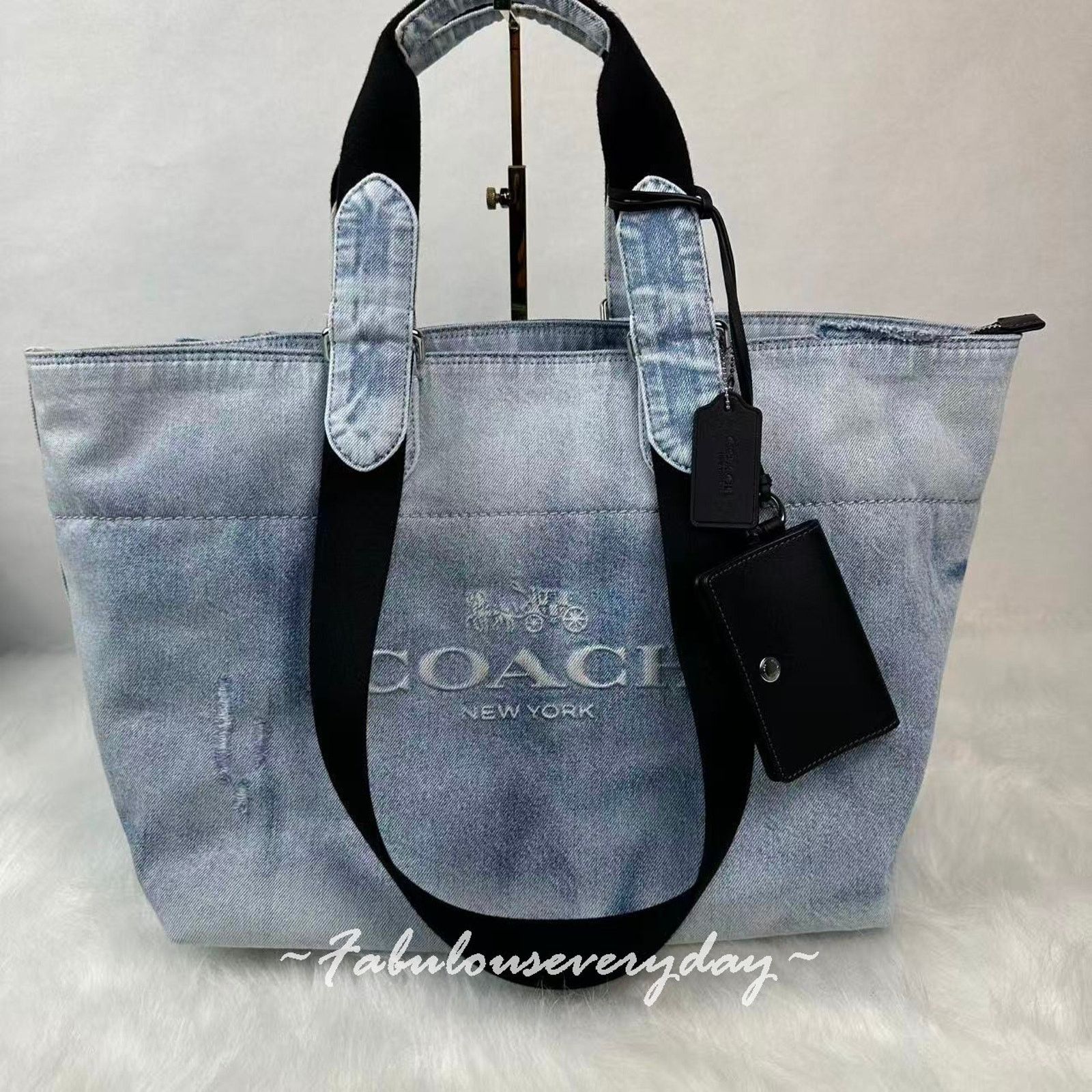 Coach Coach Men Small Tour Tote Loved Denim Charms Sv/Light Indigo Size ONE SIZE - 2 Thumbnail