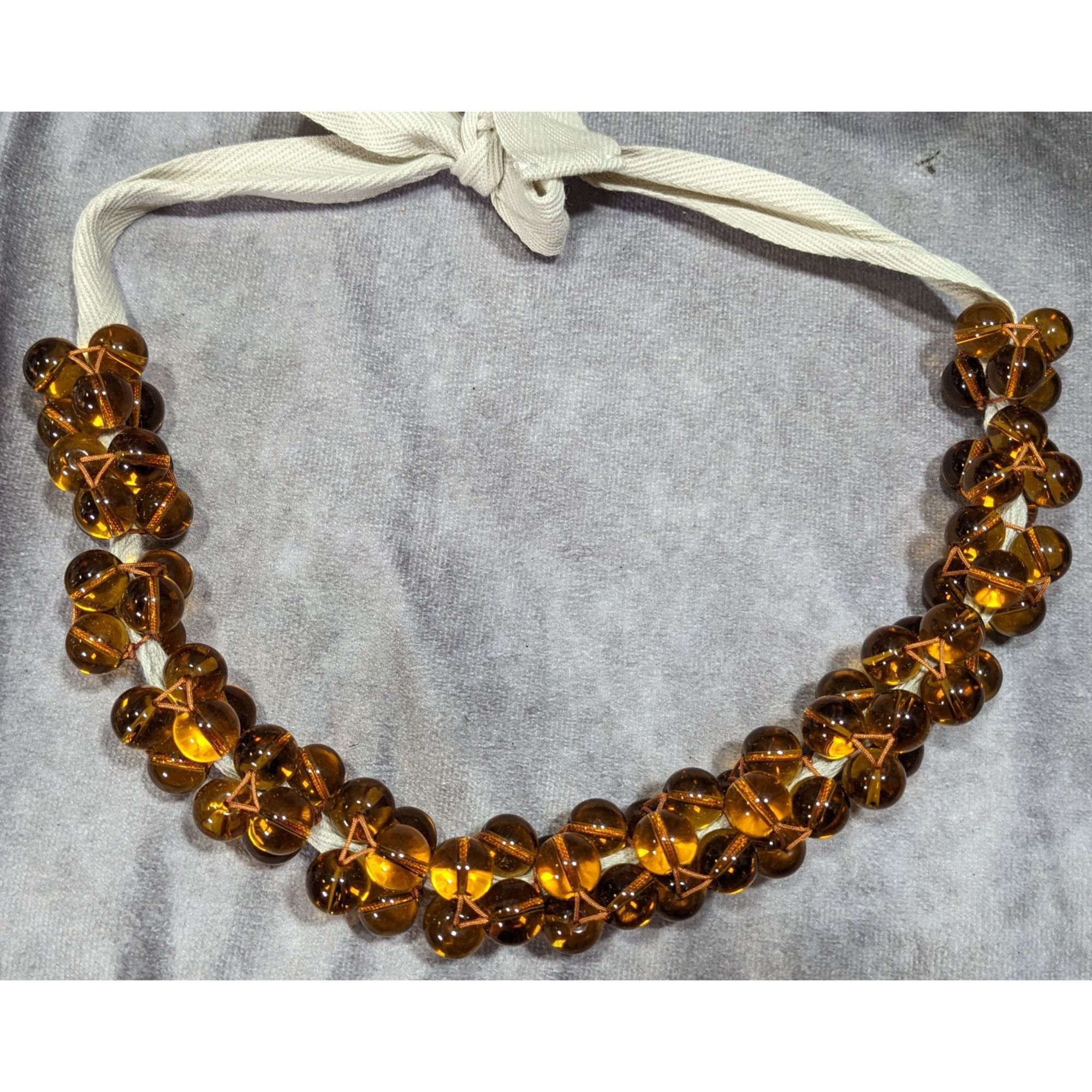 Other Vintage Honey Glass Marble Beaded Tie On Necklace Size ONE SIZE - 6 Thumbnail