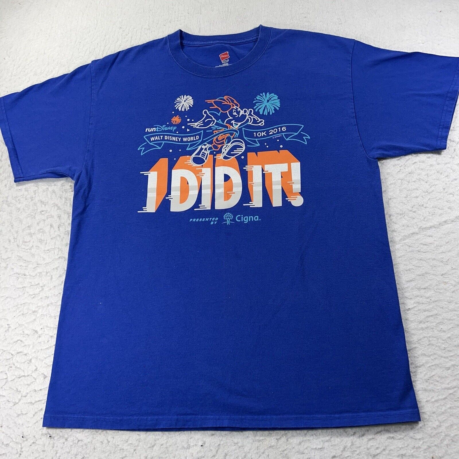 Hanes RunDisney Large Disney World 10K Race Blue Graphic T Shirt Size US L / EU 52-54 / 3 - 1 Thumbnail