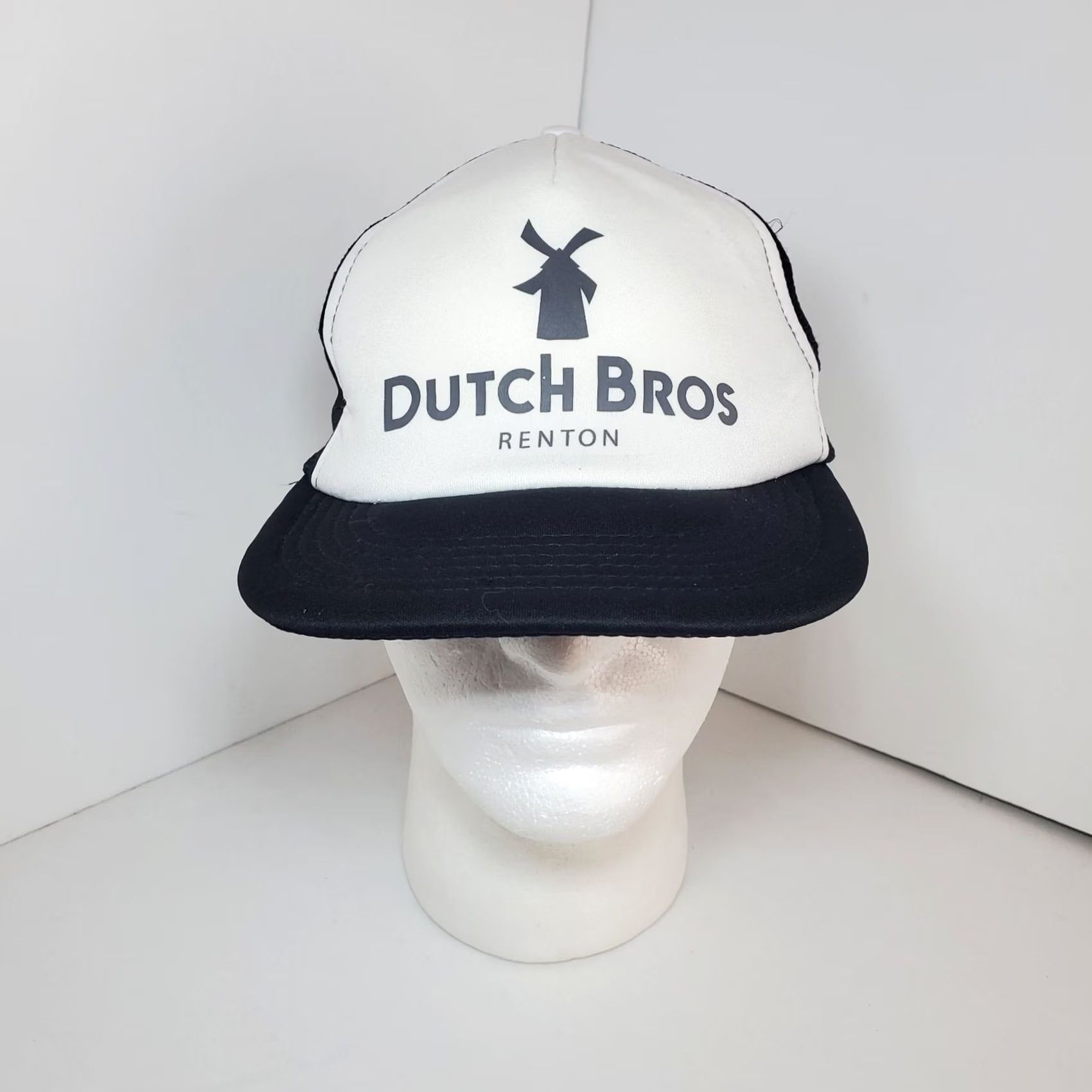 Vintage DISTRICT Dutch Bros Renton WA White Black Trucker Hat Cap New Without Tags Size ONE SIZE - 2 Thumbnail