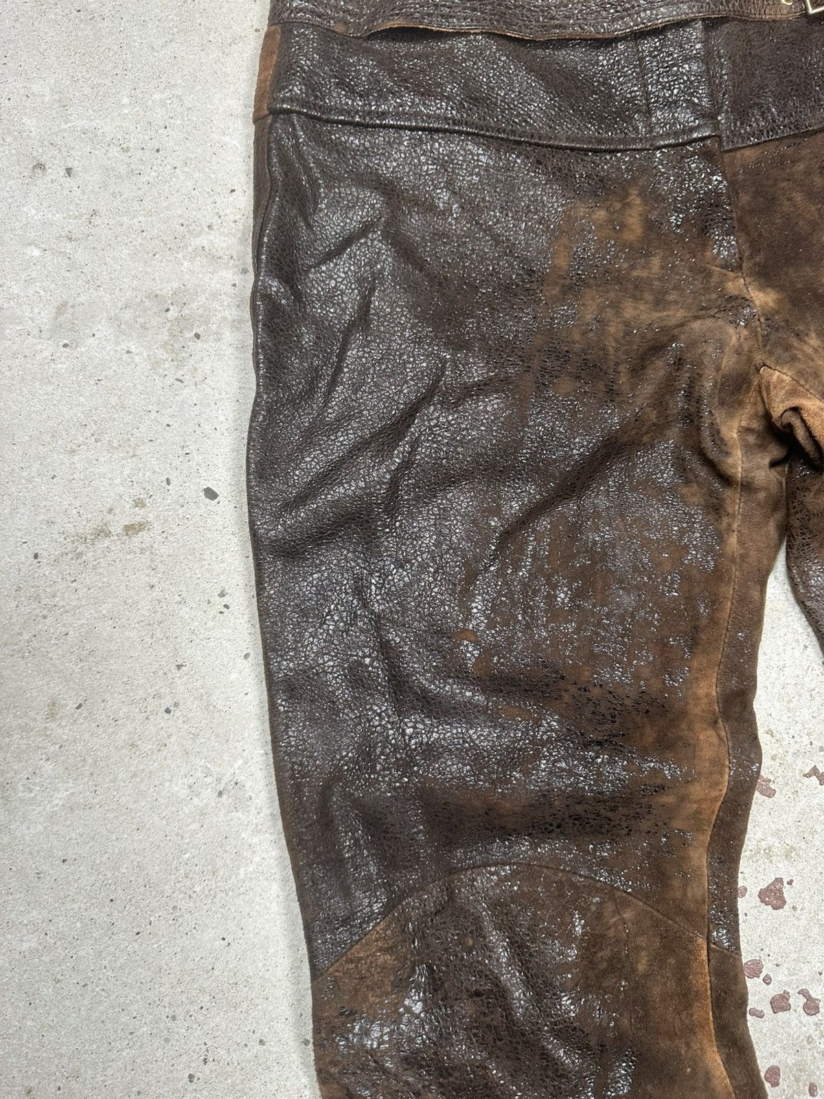 Roberto Cavalli AW2000 Roberto Cavalli Brown Leather Eroded Burnt Pants Size US 30 / EU 46 - 8 Thumbnail