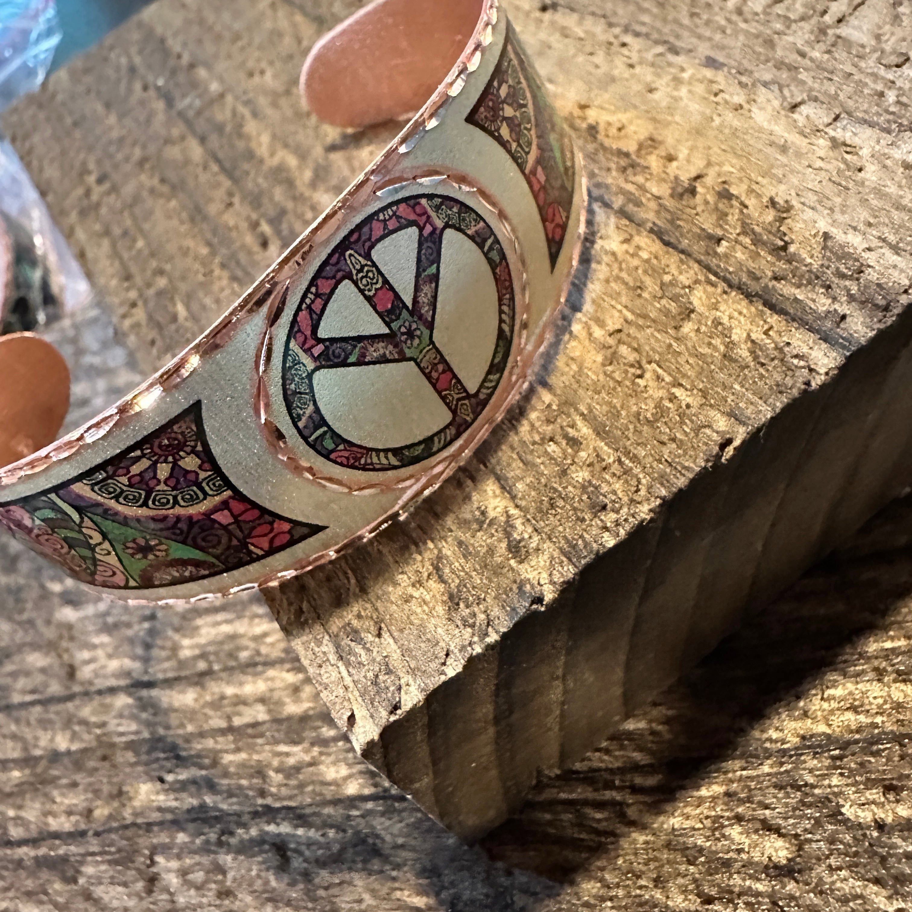 Other Handmade Boho Copper Wide Cuff Bracelet, Diamond Cut Hippie Size ONE SIZE - 6 Thumbnail
