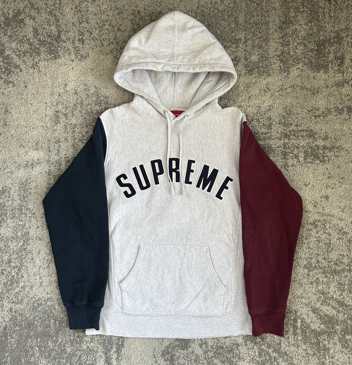 Supreme color blocked zip up hooded sweatshirt black hotsell