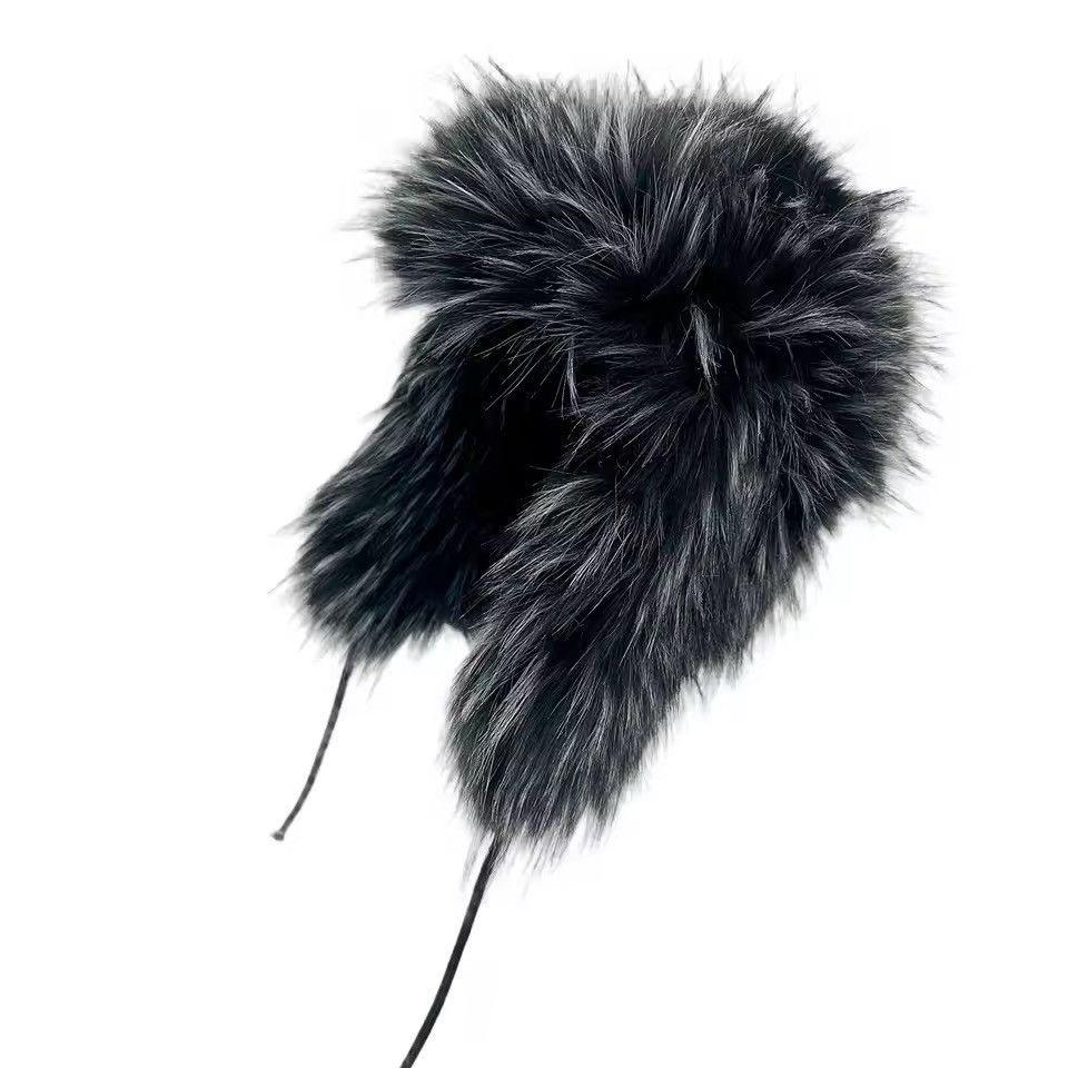 Japanese Brand Luxury Faux Fur Trapper Hat – Soft Black Ear Flap Winter Size ONE SIZE - 1 Thumbnail