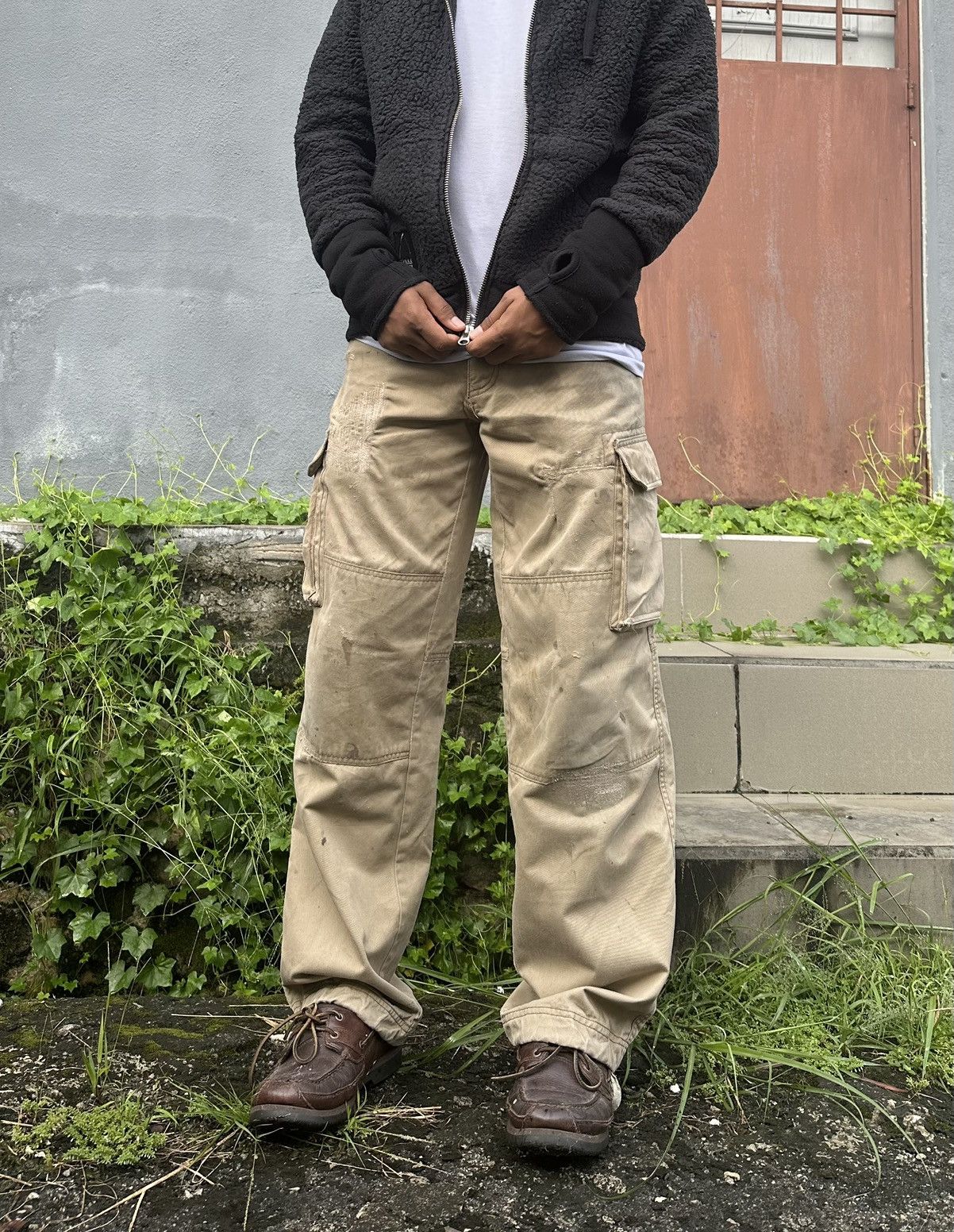 Vintage 👹THRASHED Sun Faded Distressed ERD Dickies Cargo Pants Size US 30 / EU 46 - 4 Thumbnail