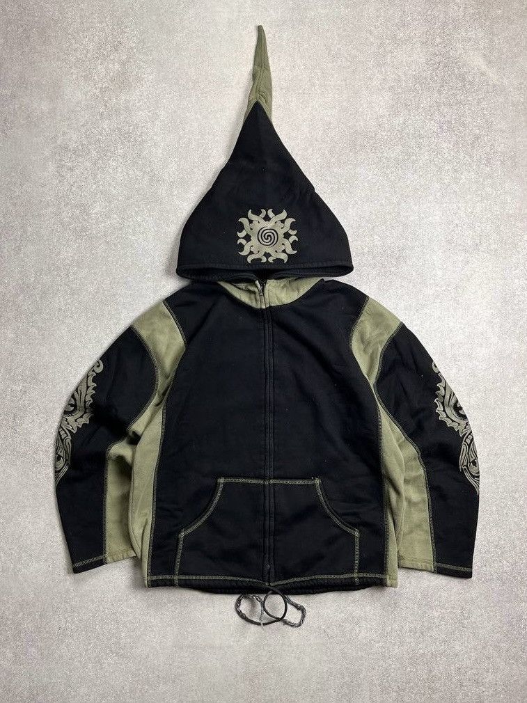 AVANT GARDE TRIBAL ARCHIVAL TATTOO BOXY ZIP HOODIE Y2K L
