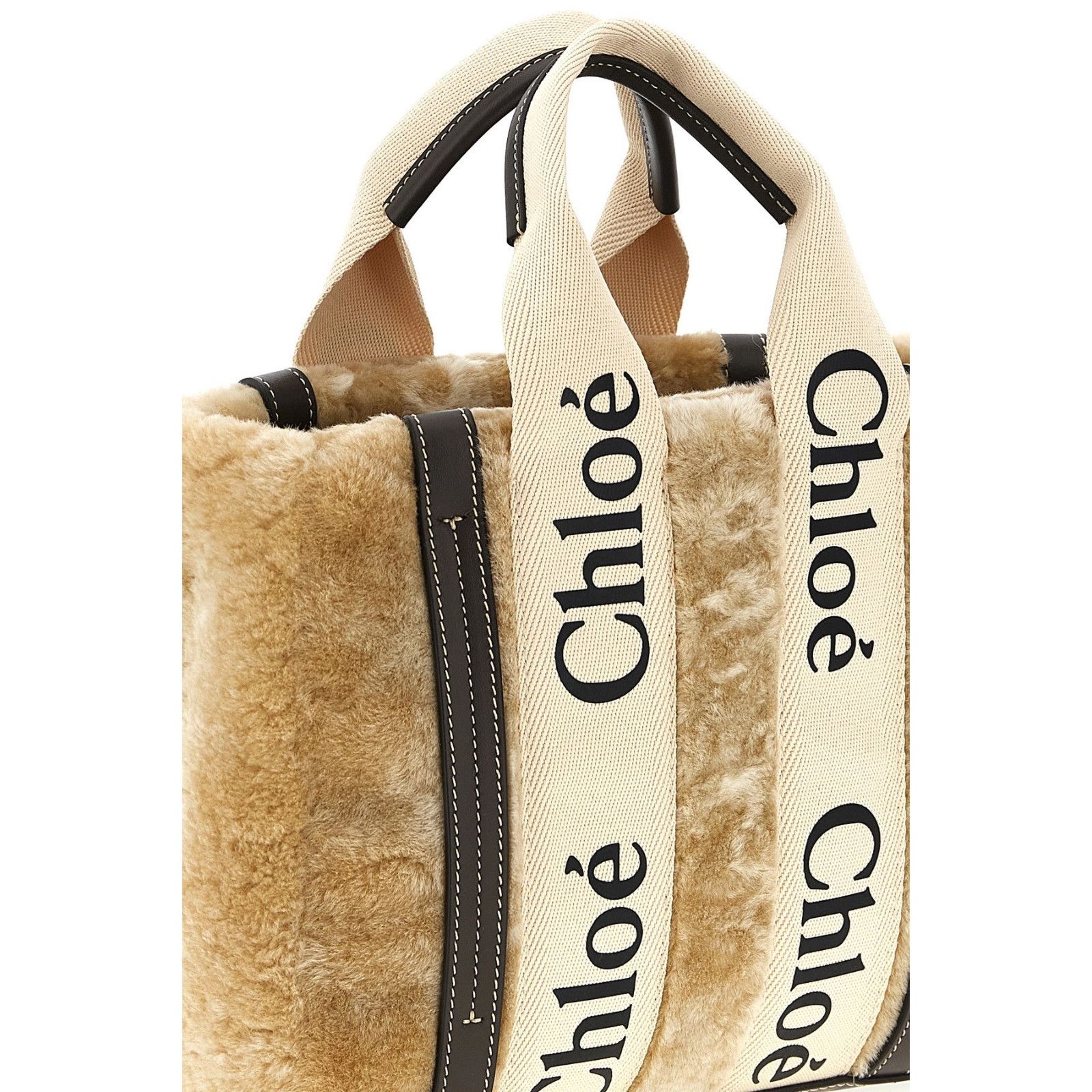 Chloe Chloe Small Beige Shearling Top Handle Bag New & Authentic Size ONE SIZE - 3 Thumbnail