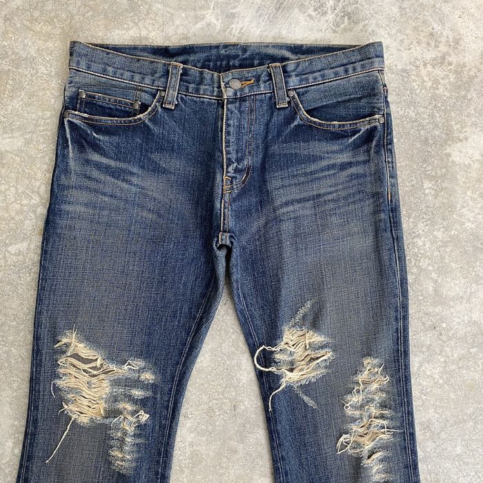 Japanese Brand Koromo X Rico Japan Muddy Blue Ripped Flared Denim Jeans ...