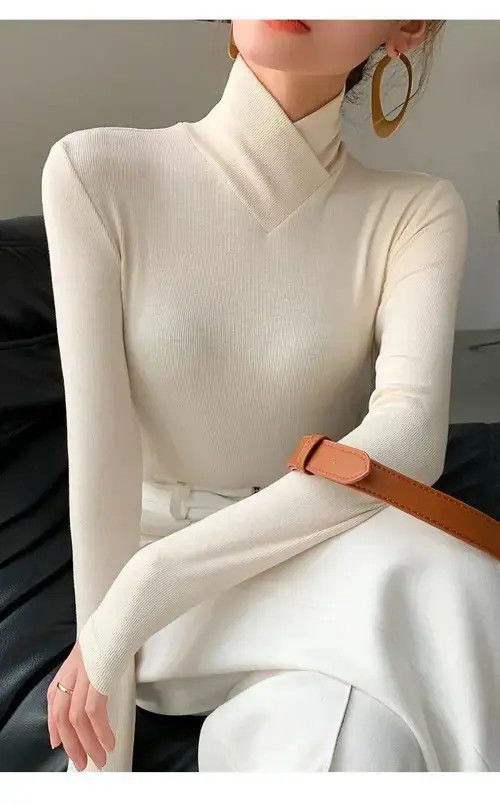Japanese Brand × Vintage Collar Long-sleeved Stretch T-shirt Women's Fall Size ONE SIZE - 4 Thumbnail
