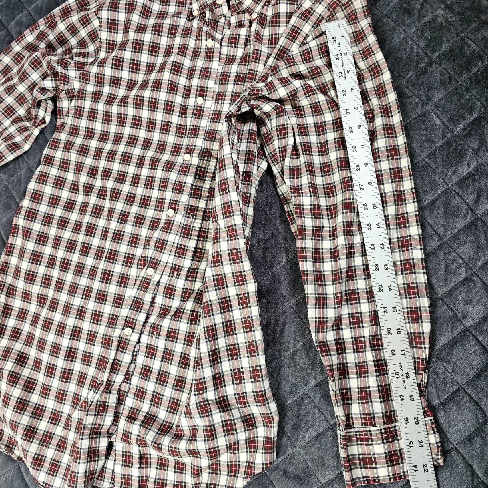 Lands' End VINTAGE Lands' End Shirt Mens 15 Reg Red Plaid Button Up Egyptian Cotton Long Slv Size US M / EU 48-50 / 2 - 6 Thumbnail