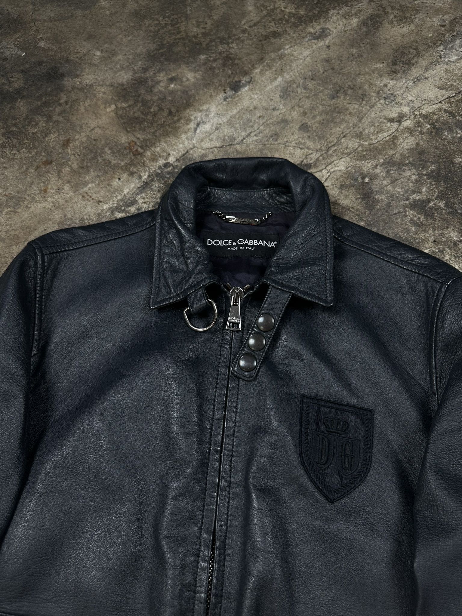 Dolce & Gabbana 2000s Dolce & Gabbana Police Leather Bomber Jacket Vintage Size US M / EU 48-50 / 2 - 2 Thumbnail