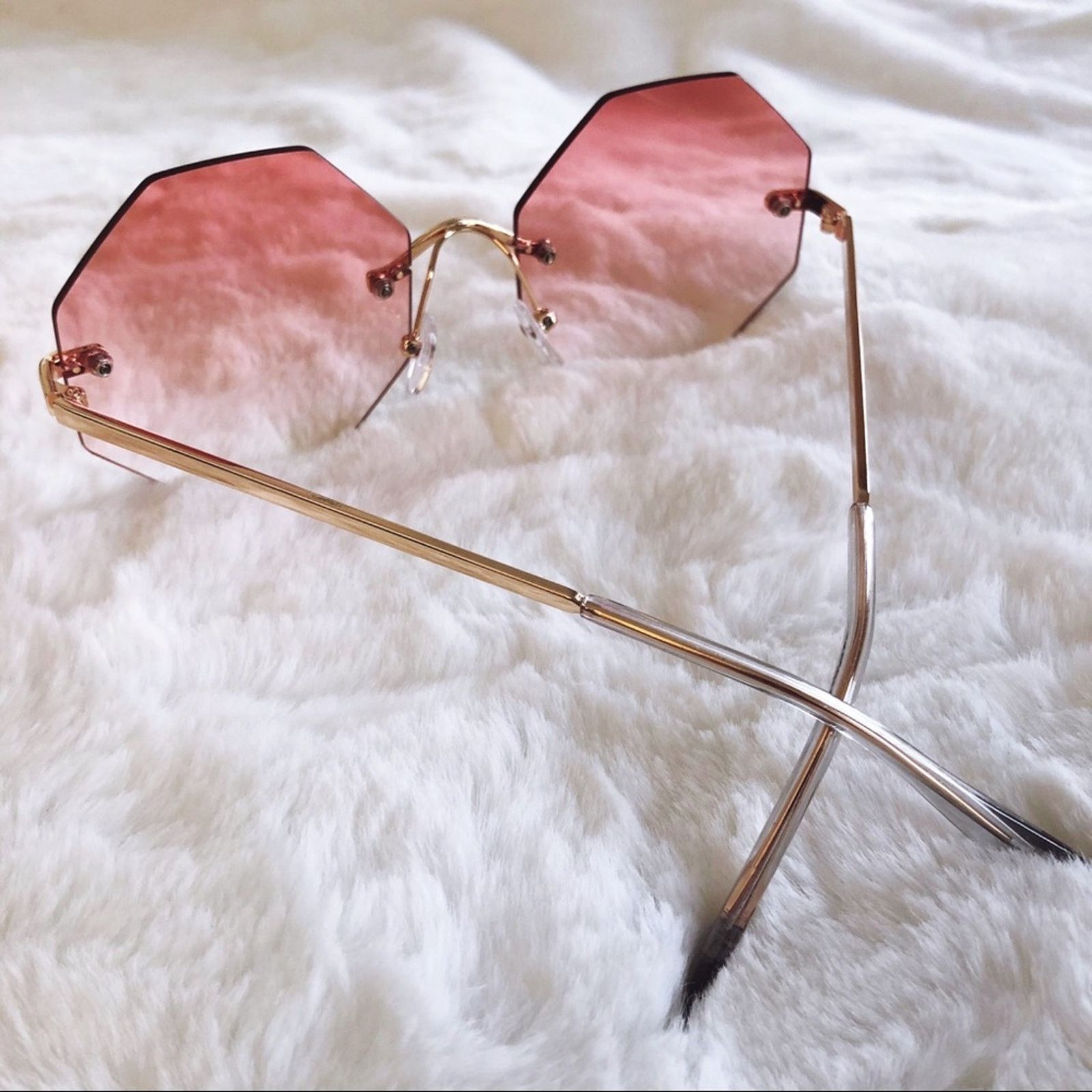 Other Alaiya Pink Octogonal Ombre Sunglasses Size ONE SIZE - 8 Thumbnail