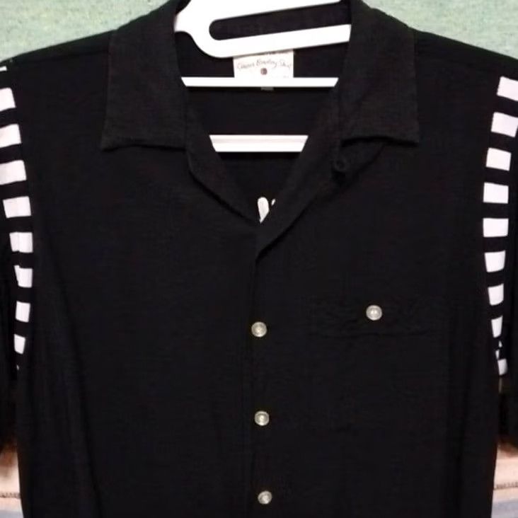 Vintage VINTAGE 60s Bowling Shirt Black Chain Stitch Open Collar Mens M Used Size US M / EU 48-50 / 2 - 2 Thumbnail