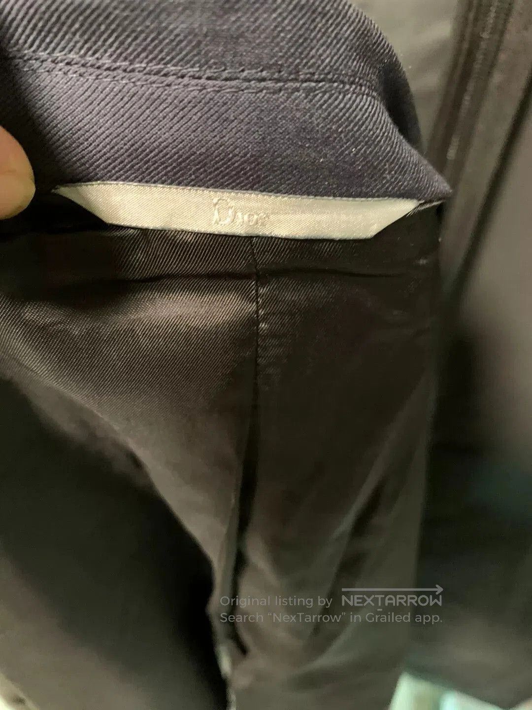 Dior navy wool blazer with leather trim. Size US M / EU 48-50 / 2 - 6 Thumbnail