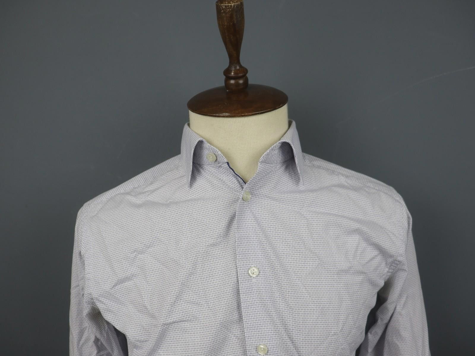 Eton Eton White Geometric 100% Cotton Dress Shirt Size 41 Size 38R - 2 Thumbnail