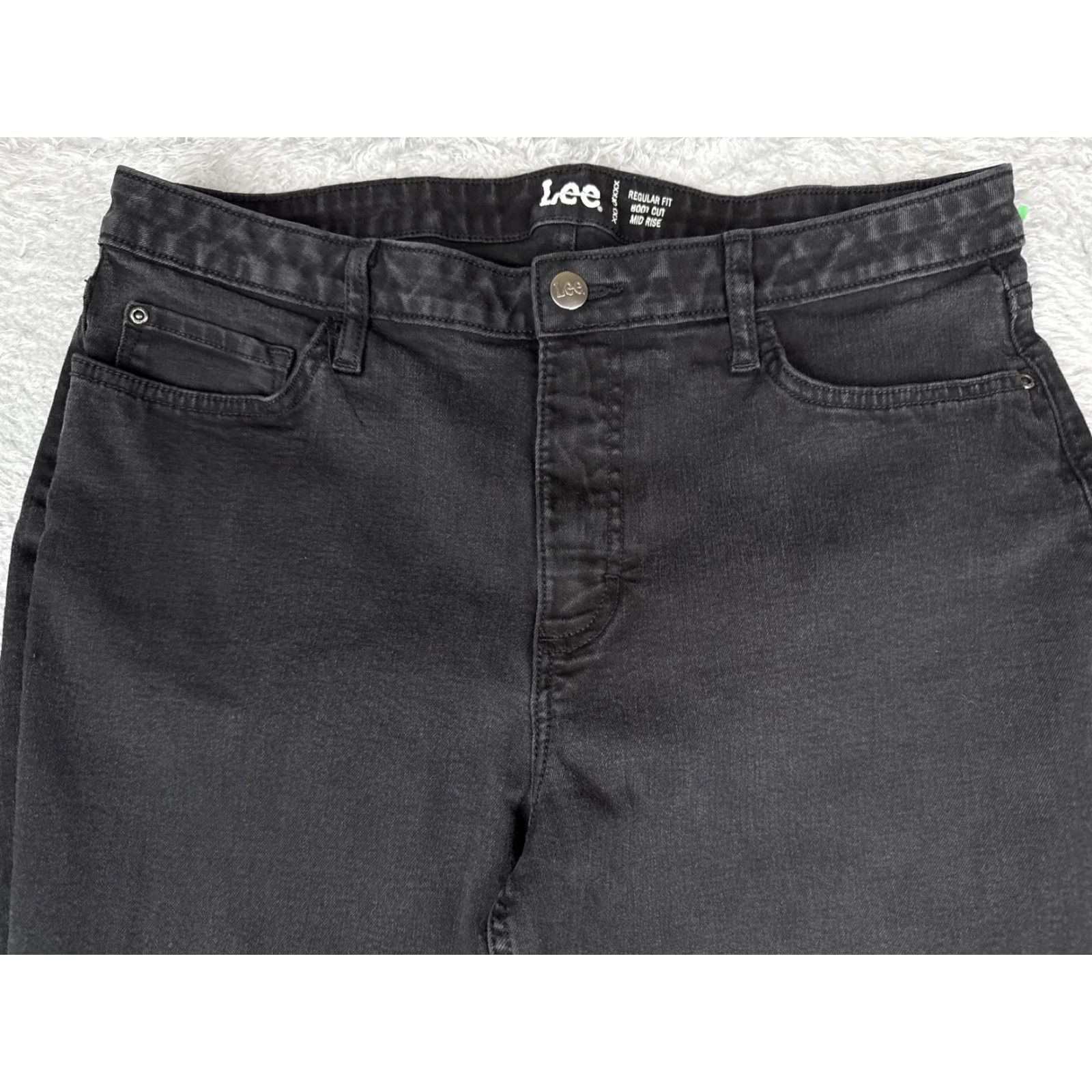 Lee Lee Bootcut Jeans Womens 16 Black Dark Wash Mid Rise Stretch Denim Cotton 34x31 Size 38" / US 16 / IT 52 - 4 Thumbnail