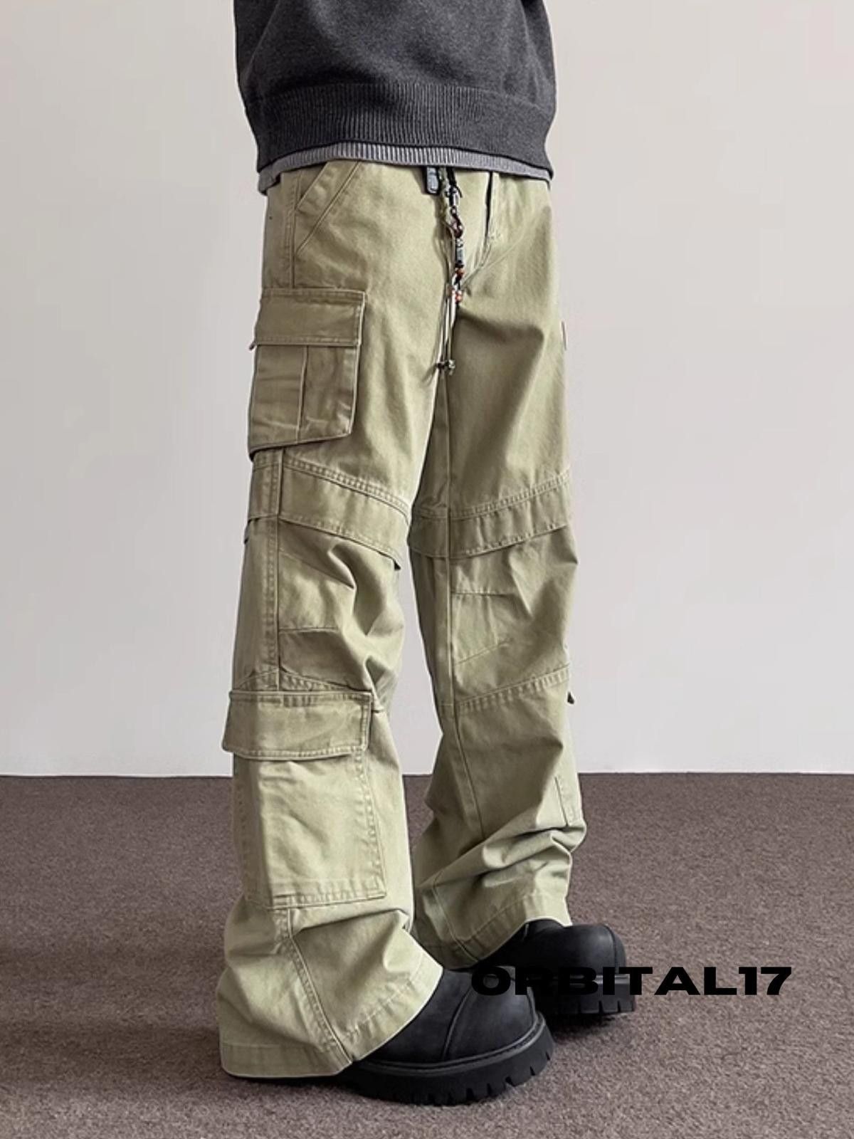 Vintage Green Cargo Micro Flared Pants Size US 30 / EU 46 - 4 Thumbnail