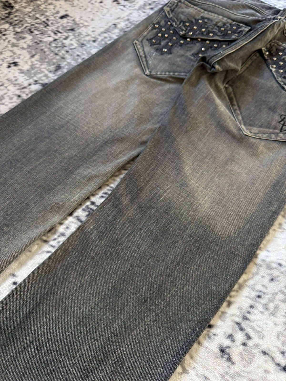Japanese Brand ✝️ Embroidered Gothic Cross Gray Wash Jeans Pepe Brand Size US 32 / EU 48 - 11 Thumbnail