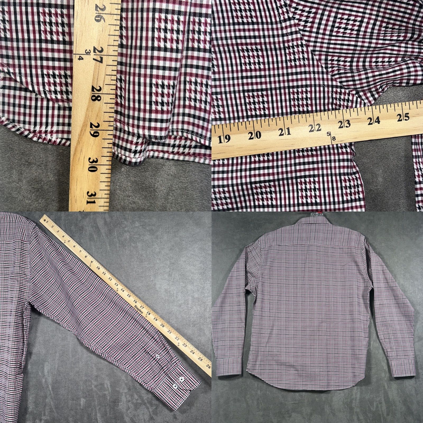 BUGATCHI BUGATCHI Shirt Mens XL Red Black Check Button-Up Collared Spread Classic Colorful Bag Size US XL / EU 56 / 4 - 8 Thumbnail