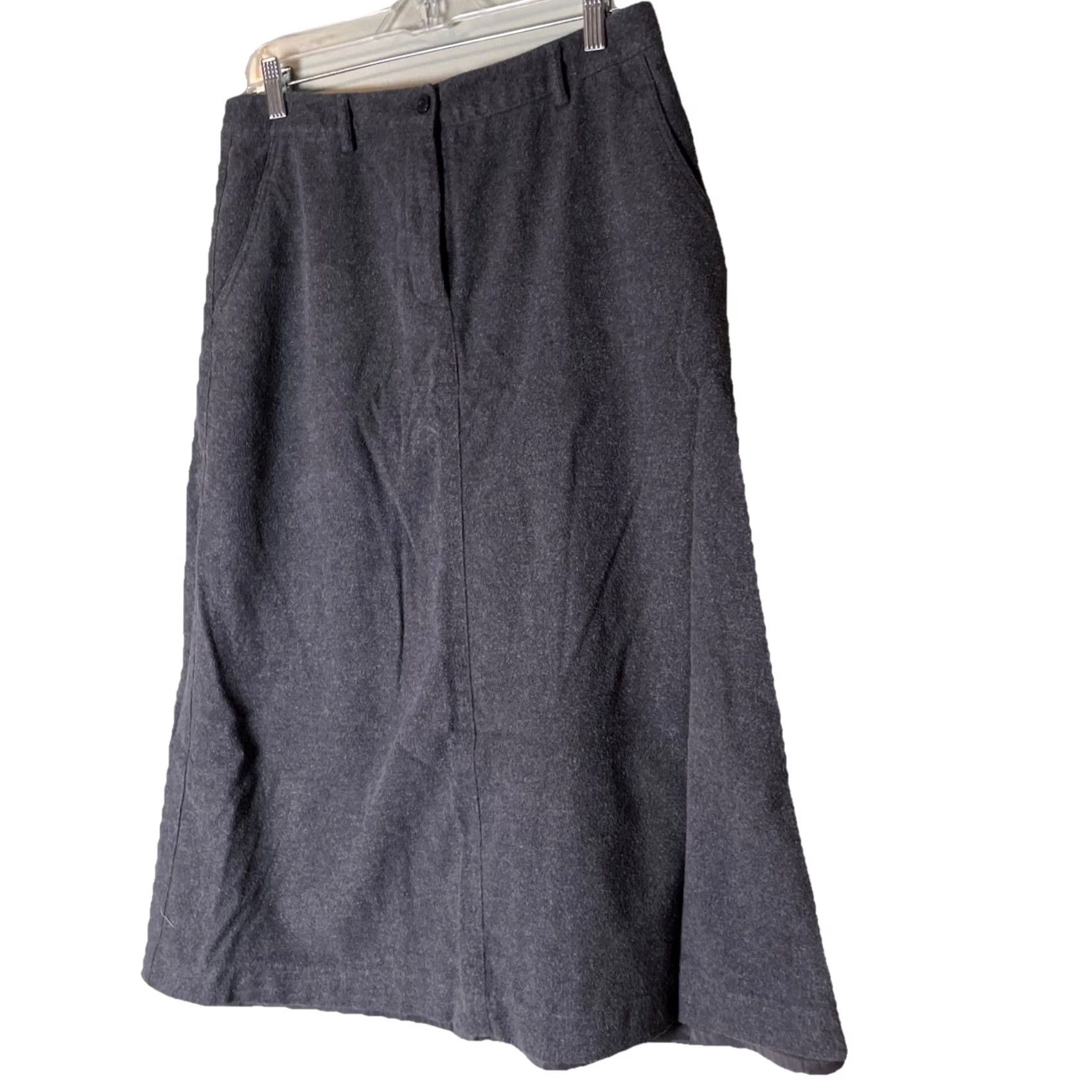 Vintage VINTAGE L.L.Bean Skirt Womens Midi Gray Flannel Lined Preppy Classic Fit Straight 10 Reg Size 32" / US 10 / IT 46 - 3 Thumbnail