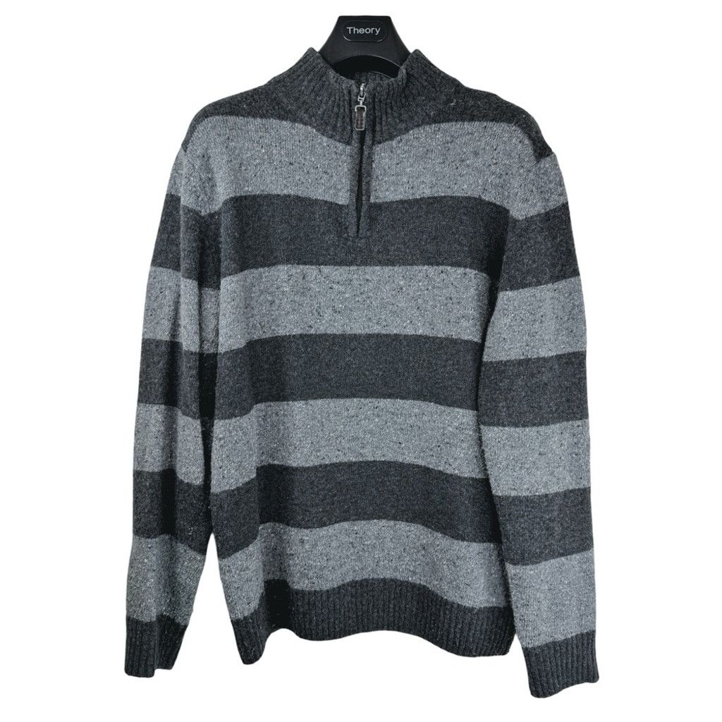 Daniele Blasi DANIELE BLASI Made In Italy Mens Grey Striped Mock Sweater L Size US L / EU 52-54 / 3 - 2 Thumbnail