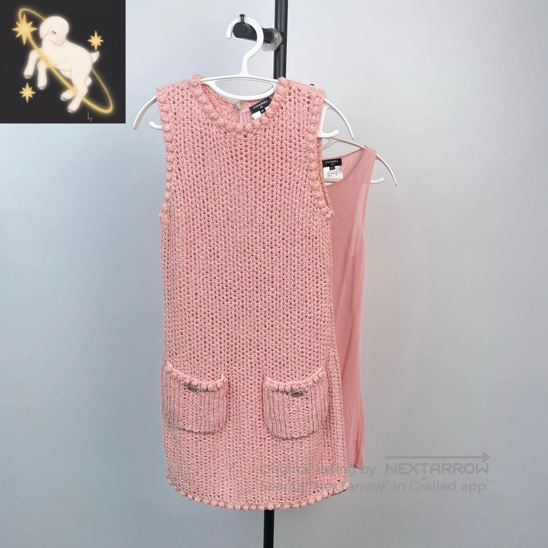 Chanel Chanel Pink Tweed Sleeveless Cutout Dress Two Piece Set| Size XXS / US 00 / IT 34 - 1 Thumbnail