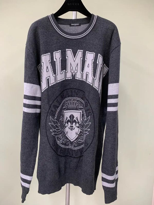 Balmain Balmain Men's Gray Pullover Sweater 0089 Size US M / EU 48-50 / 2 - 1 Thumbnail