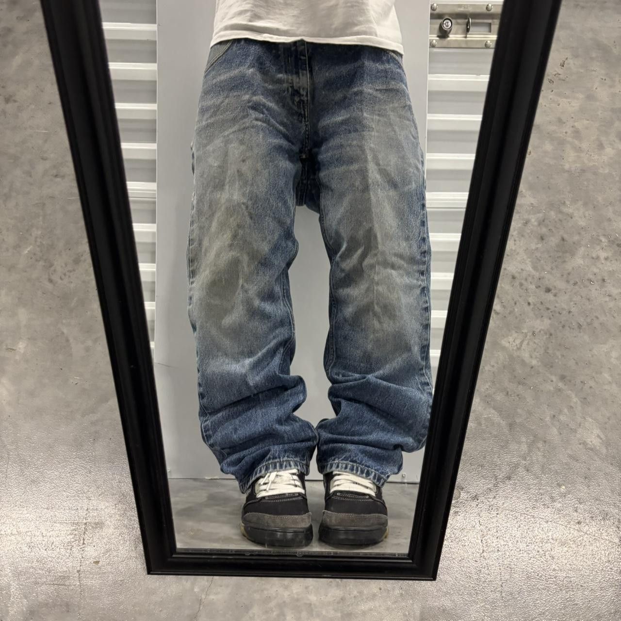 Japanese Brand × Vintage Crazy Vintage Y2K/2000s Grunge Faded Dark Wash Denim Jeans! Size US 36 / EU 52 - 1 Thumbnail