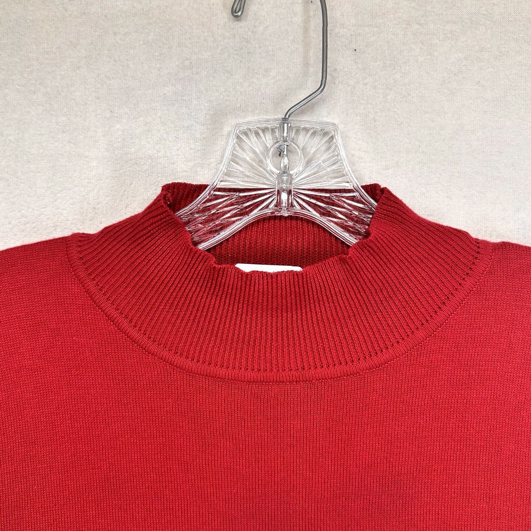 Vintage VINTAGE Casual Corner Annex Sweater Women’s Medium Red Knit 100% Cotton Mock Neck Pullover 80s 90s Womens Size M / US 6-8 / IT 42-44 - 5 Thumbnail