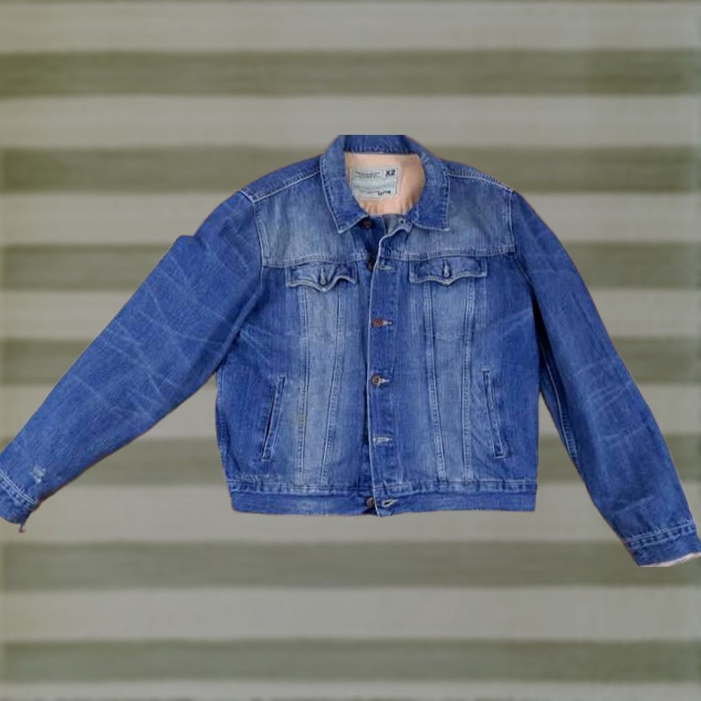 X-LARGE VINTAGE Denim Laboratory X2 Blue Jeans Bomber Jacket XL Men Blue Denim bom ber Jacket Size US 36 / EU 52 - 1 Thumbnail